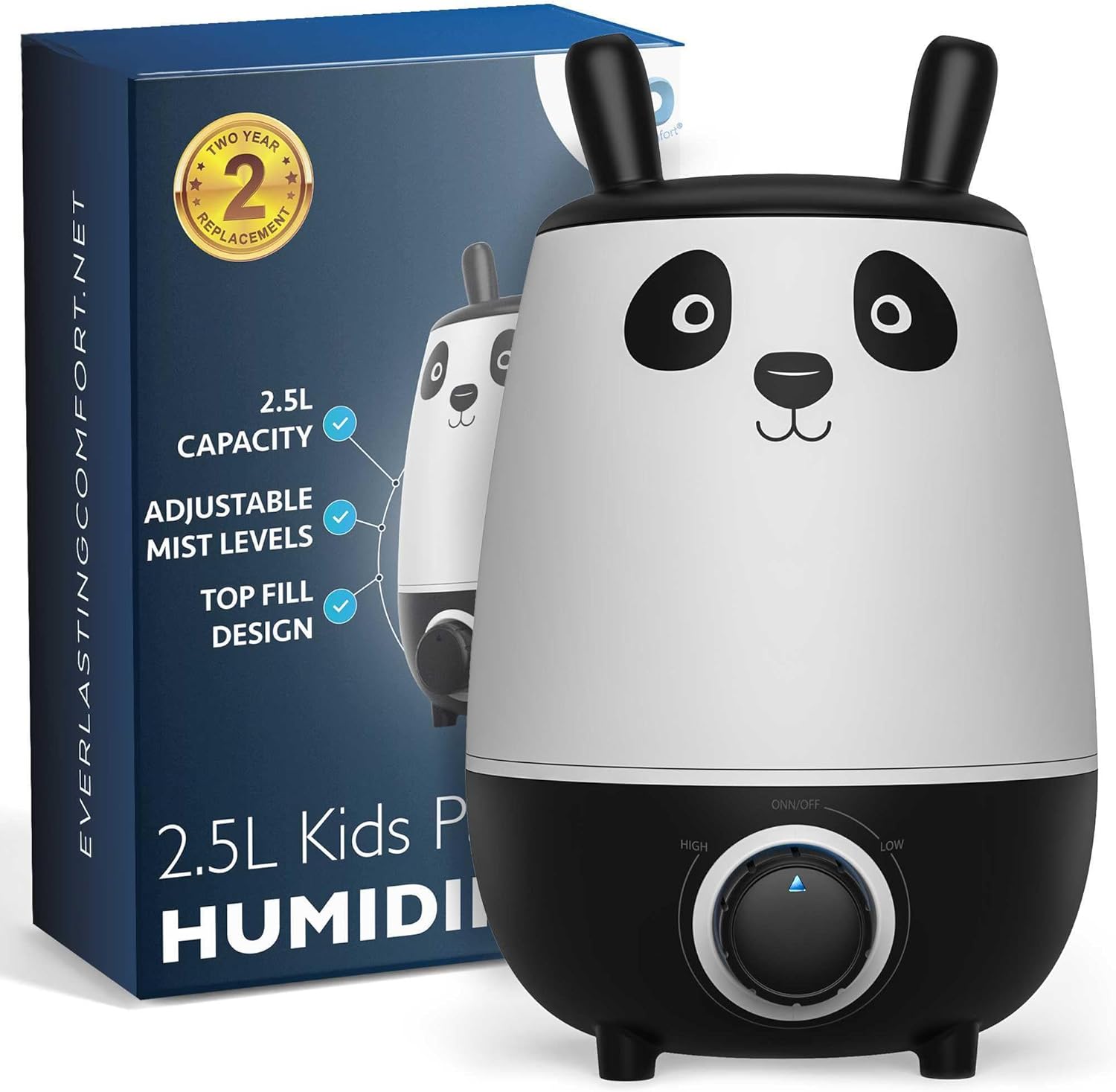Everlasting Comfort 2.5L Kids Humidifiers for Bedroom – Easy to Clean 24HR Runtime No-Filter Quiet Kids & Baby Humidifier for Nursery, Home, Plants, Allergies, Dry Skin, Congestion, Indoor