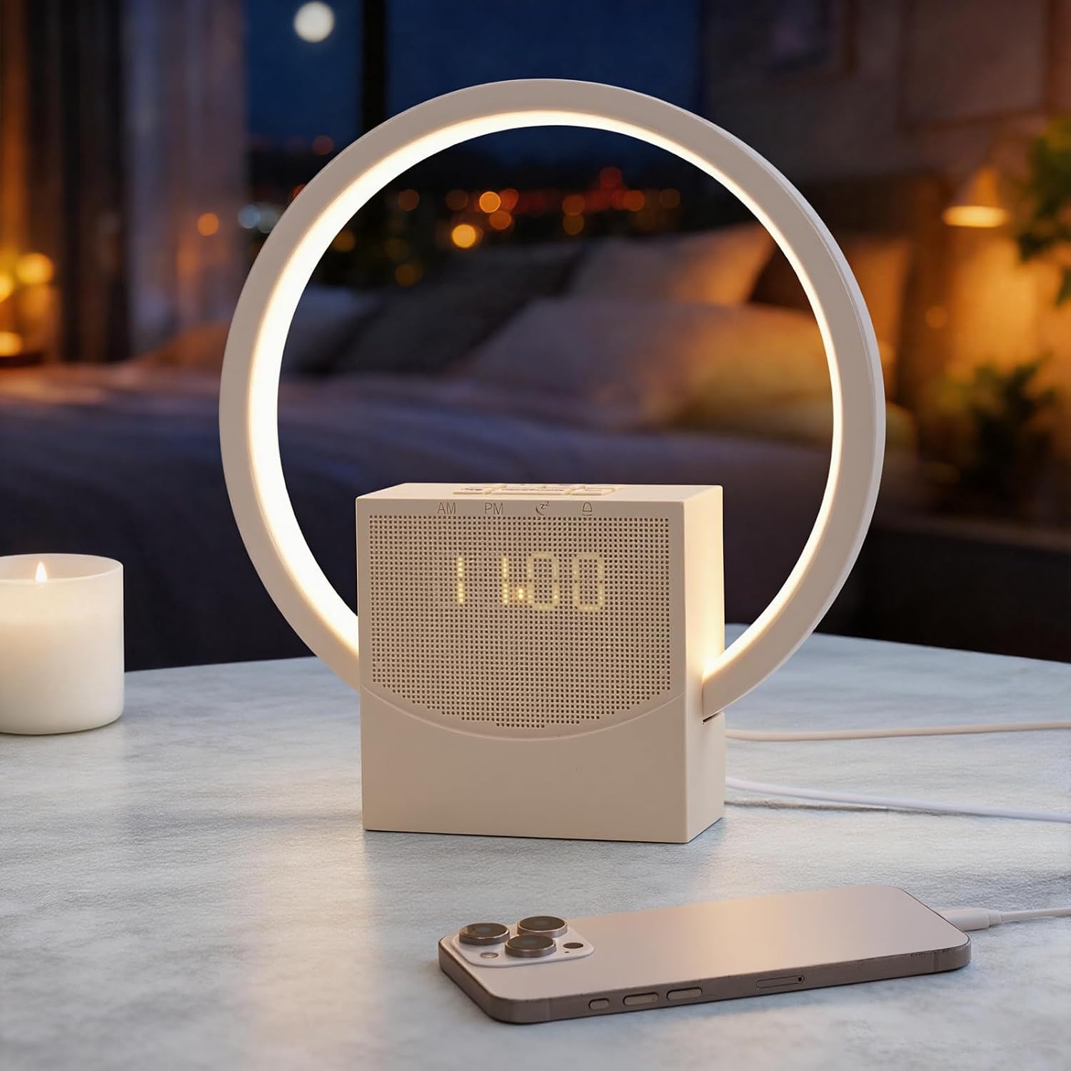 Wake Up Light Sunrise Alarm Clock for Heavy Sleepers Adults,White Noise Sound Machine with 8 Natural Sounds,Digital Alarm Clock with 3-Level Lighting,30/60/90 Timer,Snooze,USB Charger Port