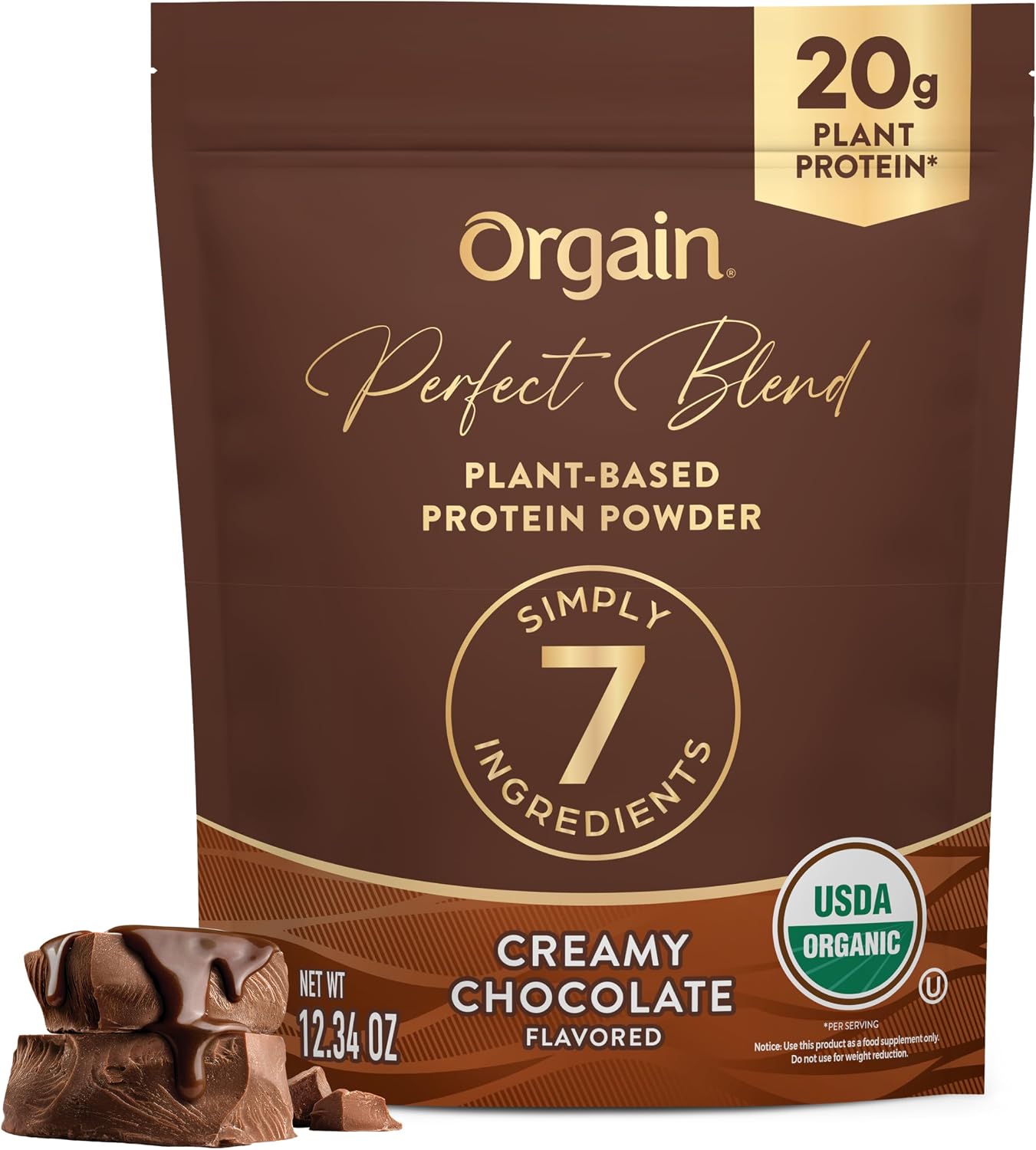 Orgain Organic Vegan Perfect Blend Protein Powder, 20g Clean Plant Protein, 7 Ingredients,