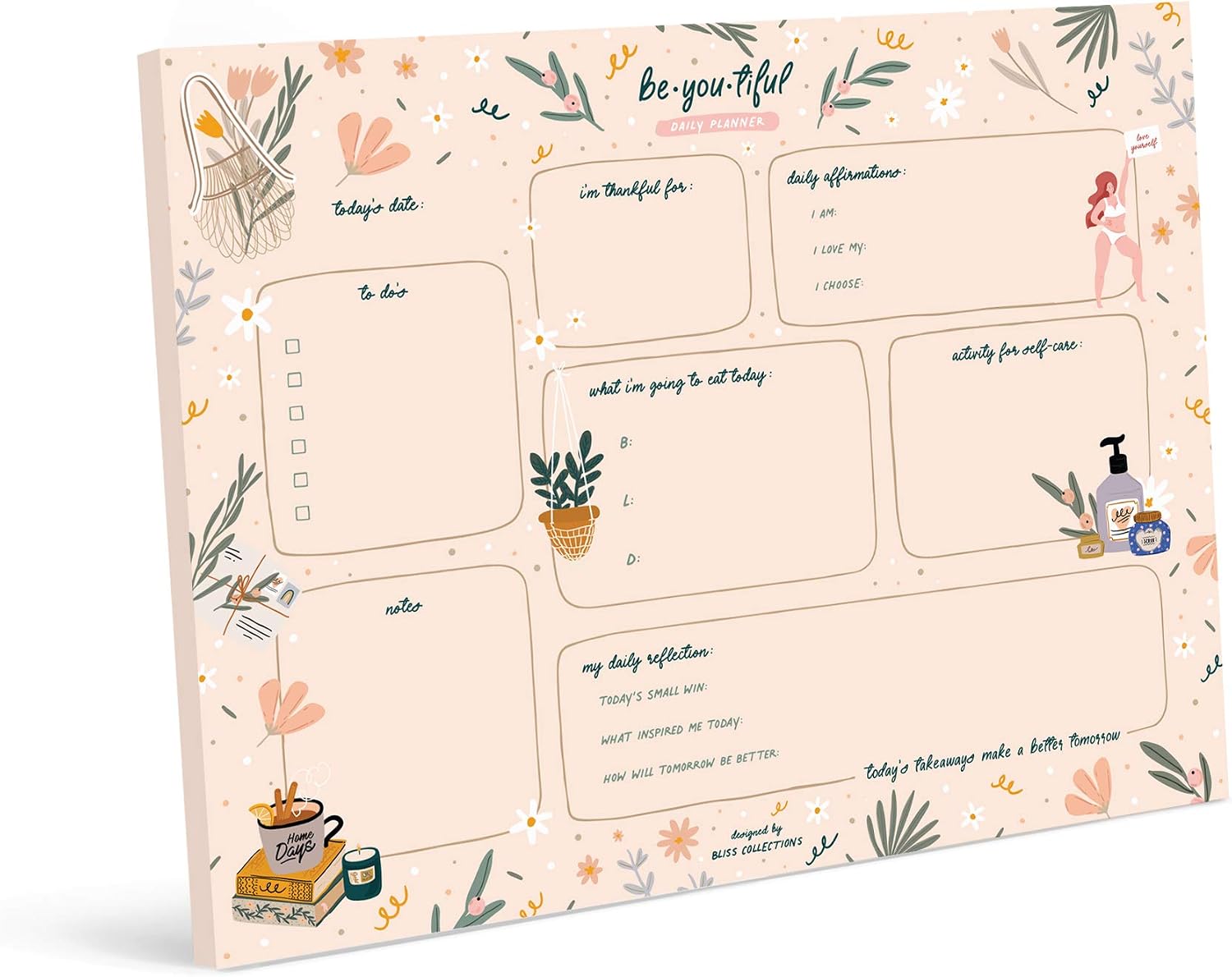 Bliss Collections Daily Planning Pad, To-Do List Notebook 50 sheets 8.5×11
