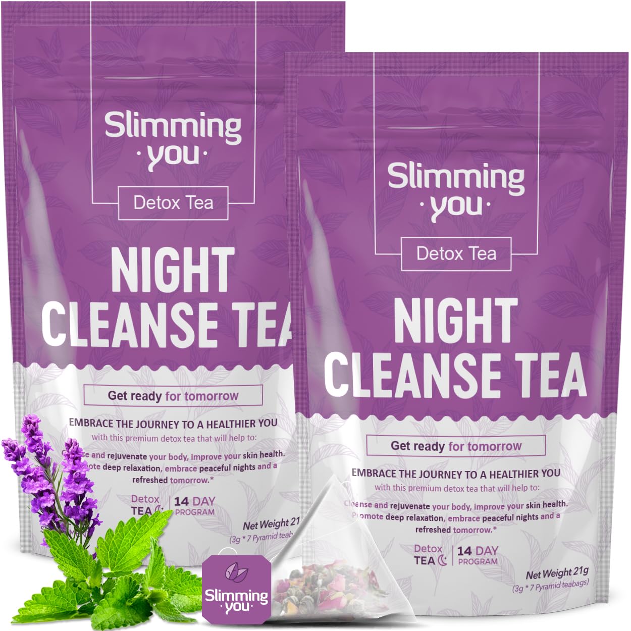 Detox Tea Night Cleanse Tea (2 Pack) – Herbal Tea Detox Cleanse for Weight Loss, Colon Cleanse and Digestive Health, All Natural, Vegan, Non GMO (14 Bags)