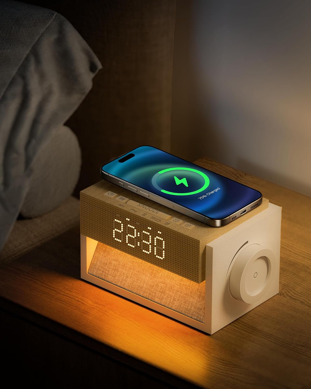 Sunrise Alarm Clock with Sound Machine, Bedroom Clock with Wireless Charger
