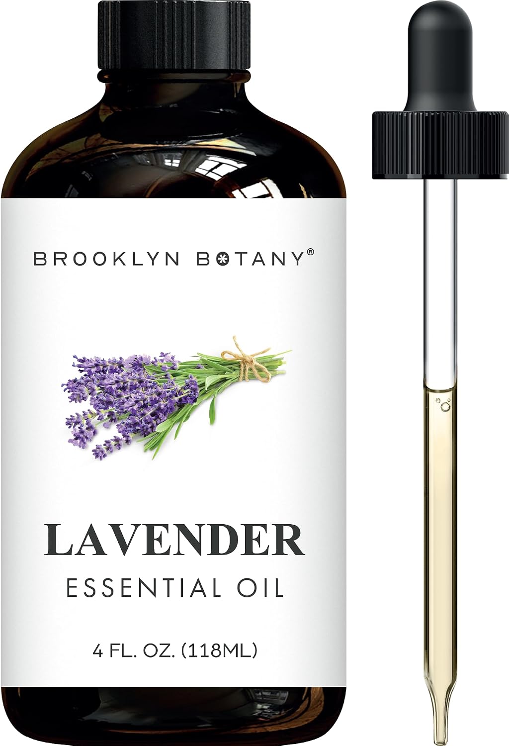 Brooklyn Botany Lavender Essential Oil – Huge 4 Fl Oz – with Glass Dropper – for Aromatherapy and Diffuser