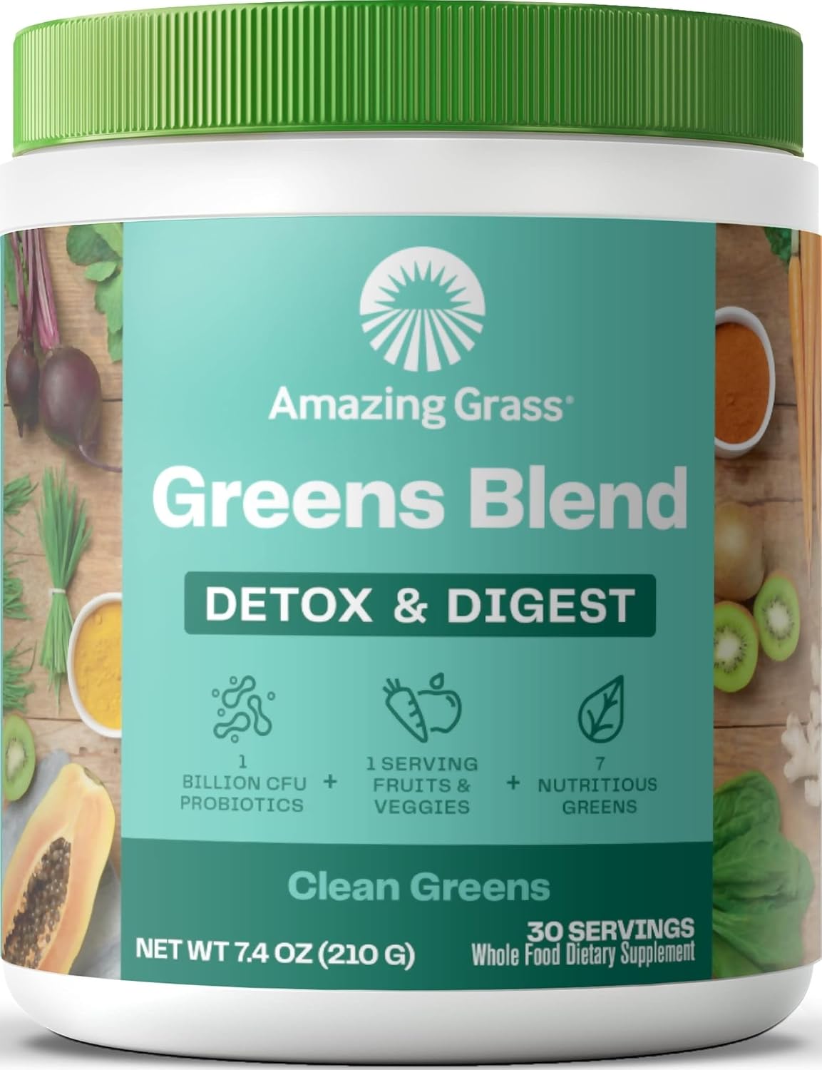 Amazing Grass Greens Blend Detox and Digest Clean Greens, 30 Servings