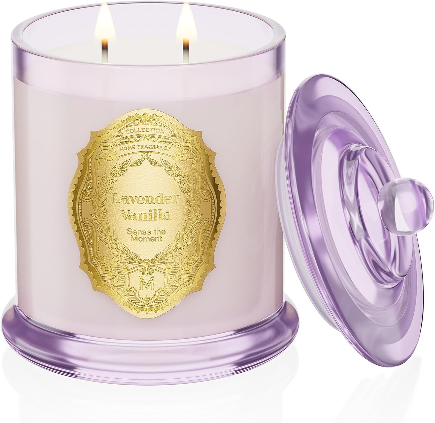 M&SENSE Lavender Vanilla Candles for Home Scented, 2 Wick 12.7oz Soy Wax Candles Non Toxic,70 Hours Long Burning,Non Toxic Candles Gift for Stress Relief, Meditation, Yoga