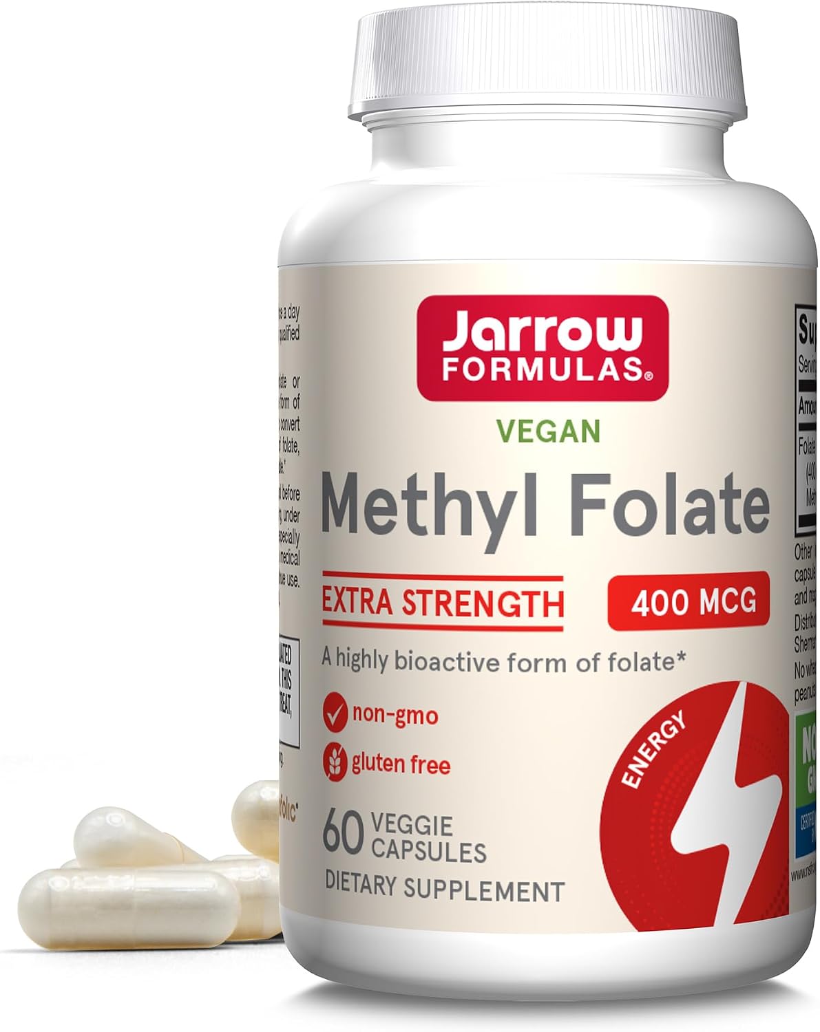 Jarrow Extra Strength Methyl Folate, Folate 400 mcg, 60 Capsules