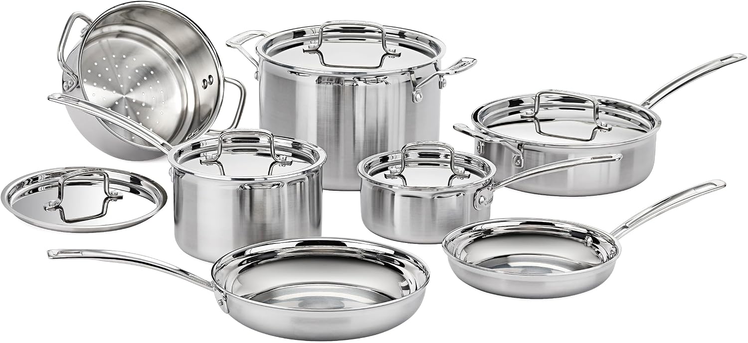 Cuisinart Stainless Steel Pots and Pans Set, Induction Compatible, 12 pc