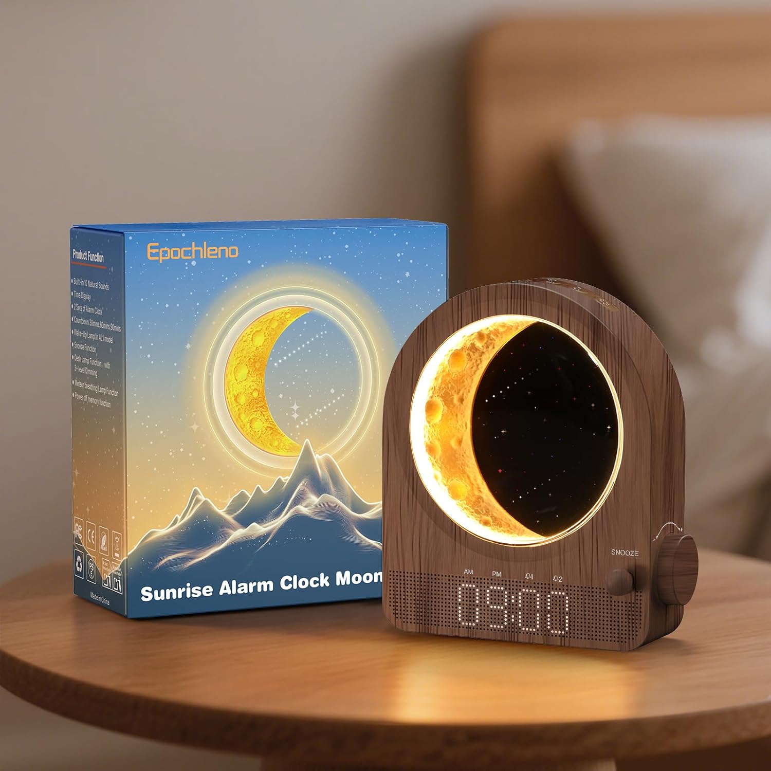 Sunrise Alarm Clock, White Noise Machine, Walnut
