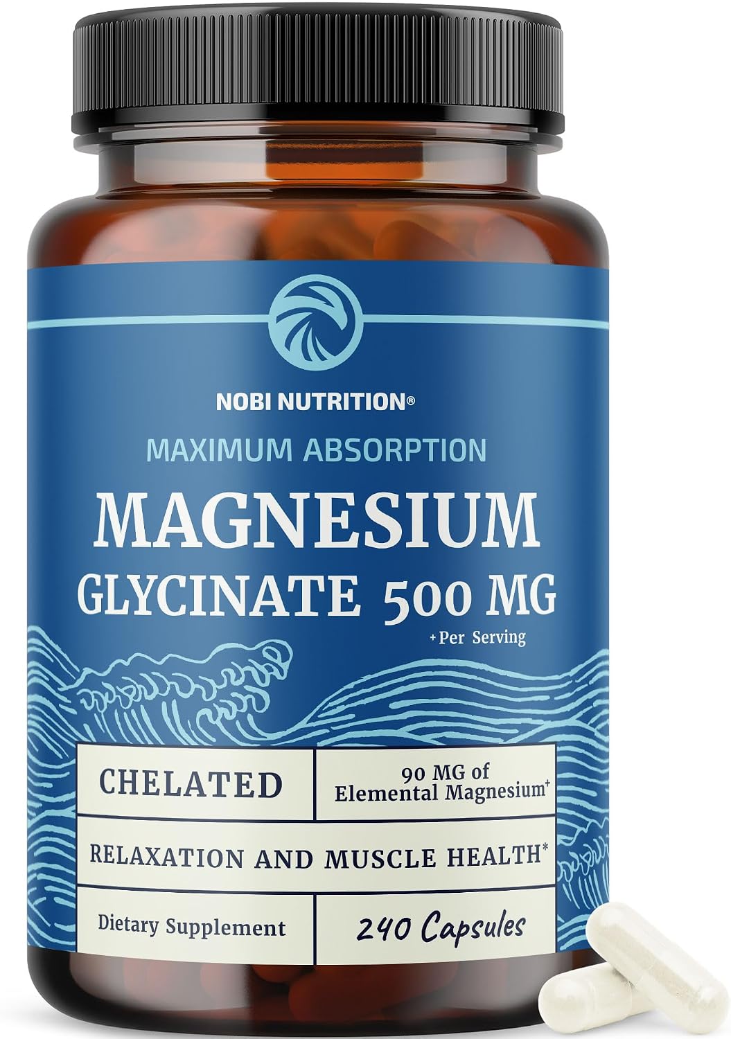 Magnesium Glycinate 500mg, High Absorption, Sleep & Muscle Health Support | Bone Heart Health & Relaxation Support for Women & Men, Chelated Mag Glycinate, Magnesium Supplement, Non-GMO, 240 Capsules