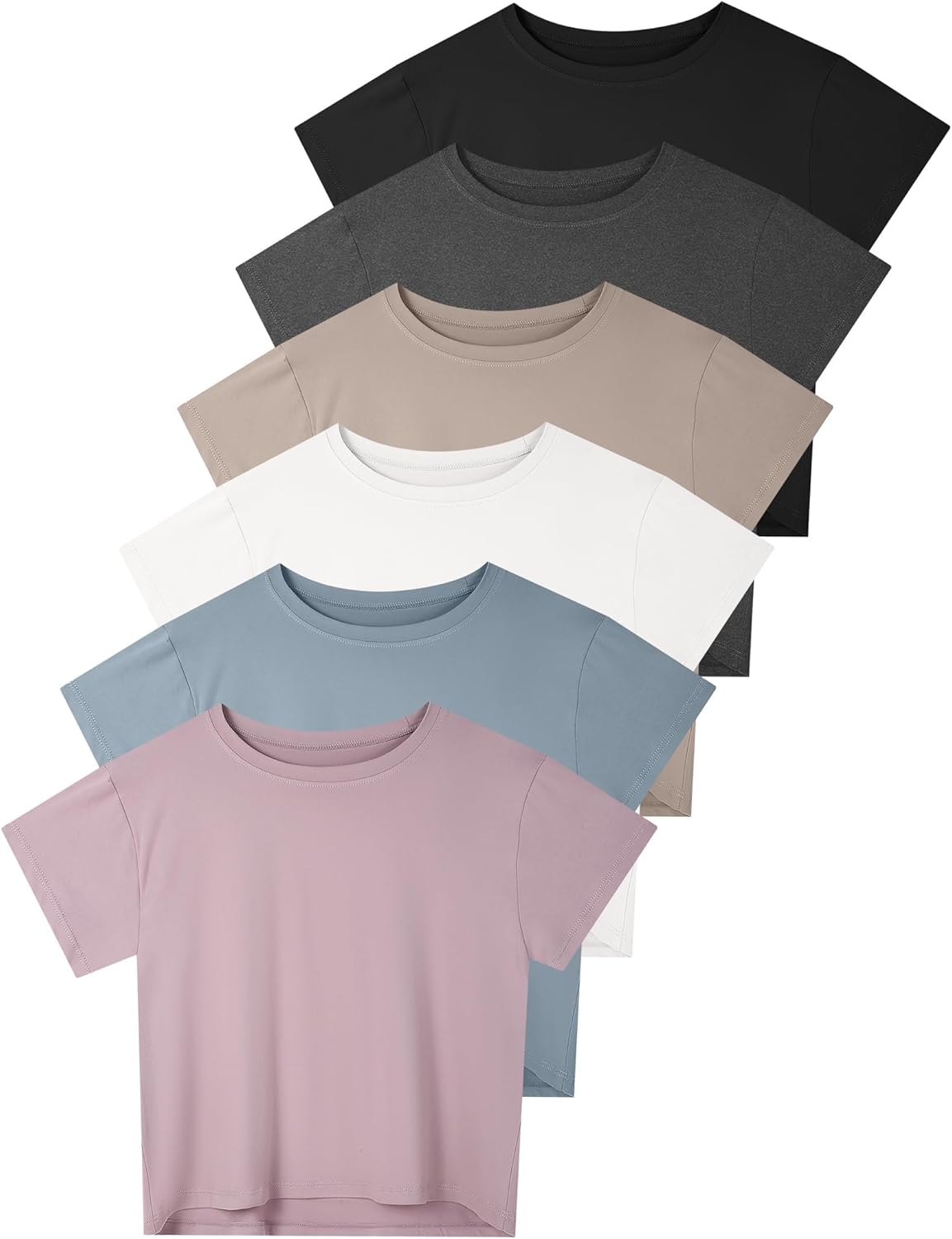 Dalavch 4/6 Pack Women’s Crop Top Short Sleeve Athletic Workout Loose Fit