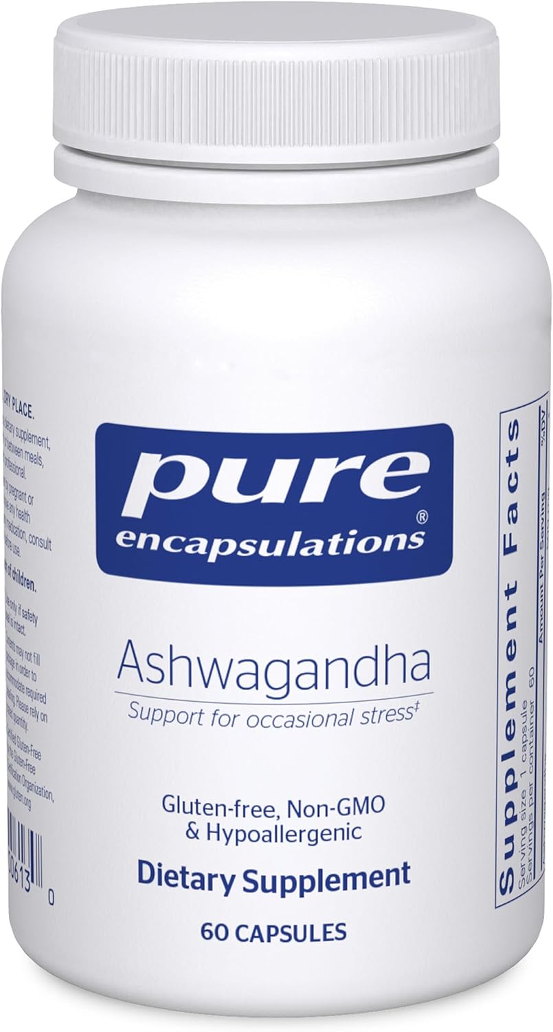 Pure Encapsulations Ashwagandha, 60 Capsules | 500 mg Ashwagandha Extract, Metabolism and Stress Support, Immune Support*, Non-GMO and Vegan
