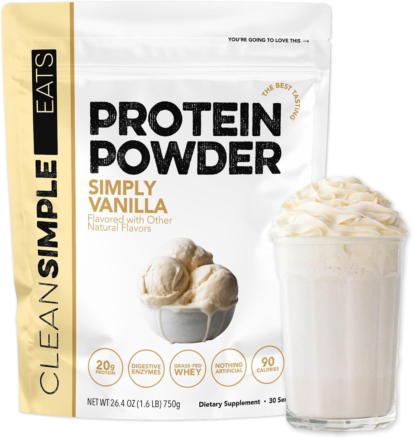 Clean Simple Eats Whey Isolate Protein Powder, Simply Vanilla, 30 Servings