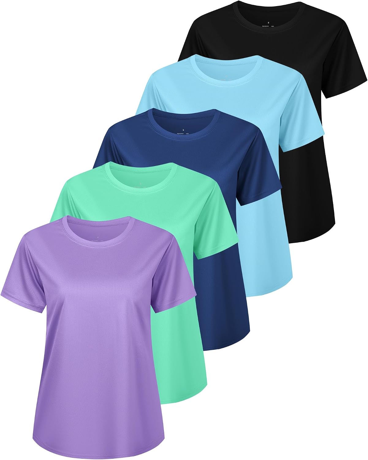 Rolimaka 5 Pack Women’s Workout Tops Short Sleeve Athletic T Shirts