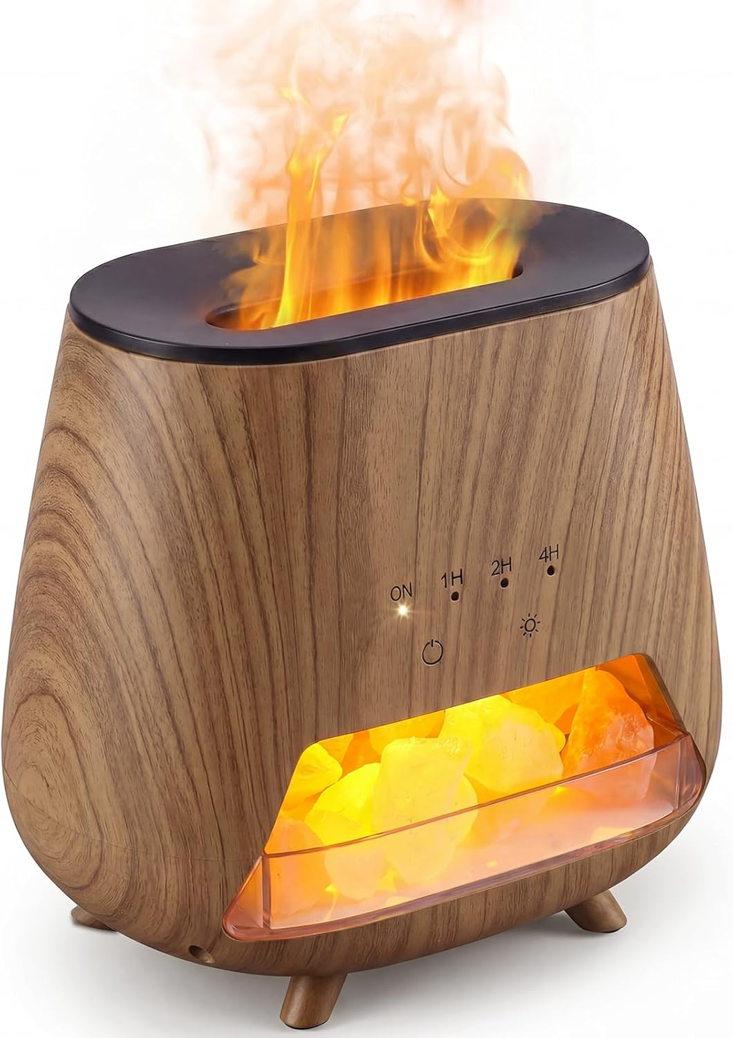 Essential Oil Diffuser for Home: 𝟒-𝐢𝐧-𝟏 Himalayan 𝐒𝐚𝐥𝐭 Lamp | Aromatherapy Diffuser with 𝟗-𝐂𝐨𝐥𝐨𝐫 Flame LED – 200ml Cool Mist Humidifier – Auto Off for Bedroom, Office & Yoga