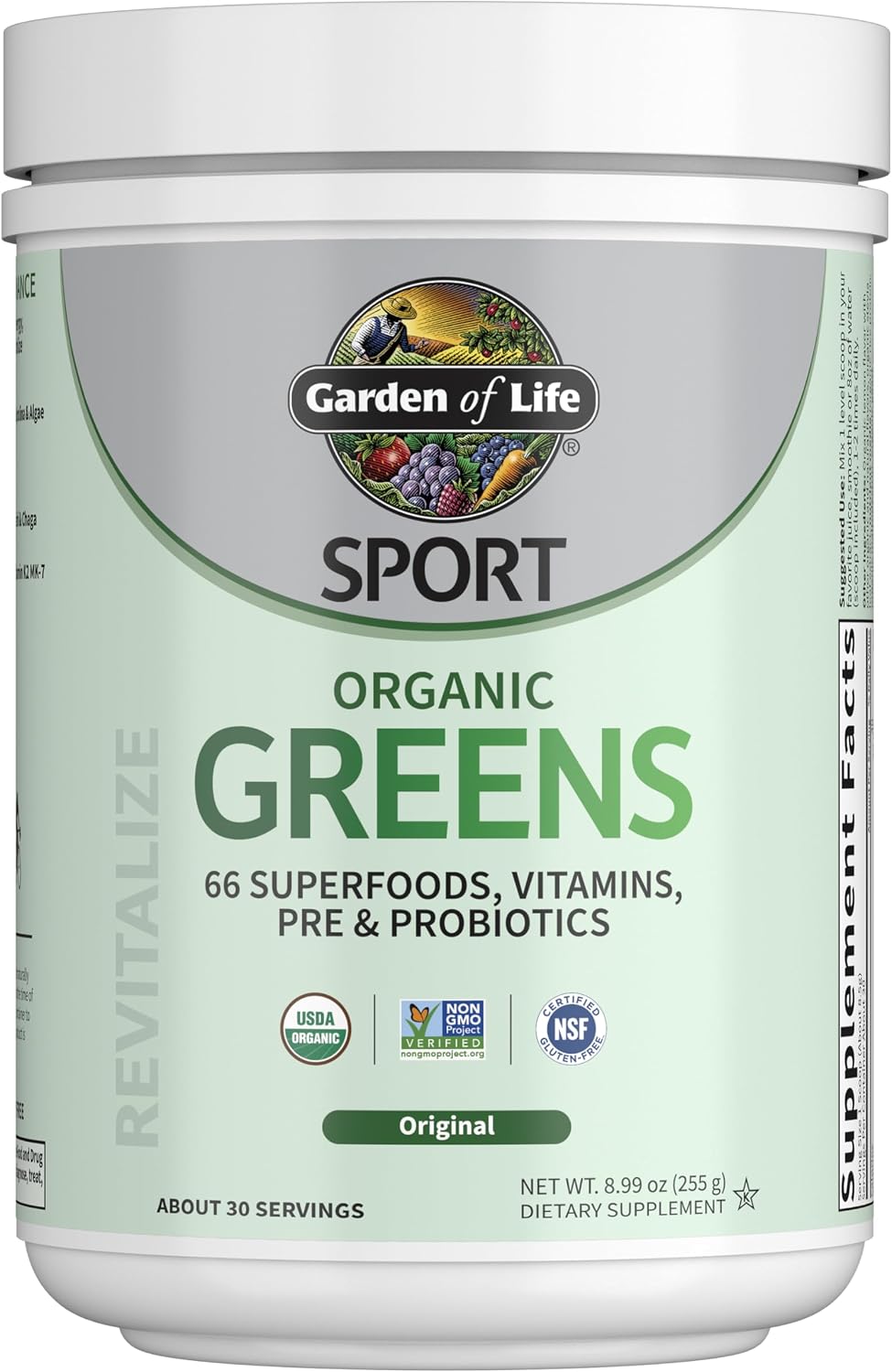 Garden of Life Sport Nutrition Organic Greens Powder, Original, 30 Servings