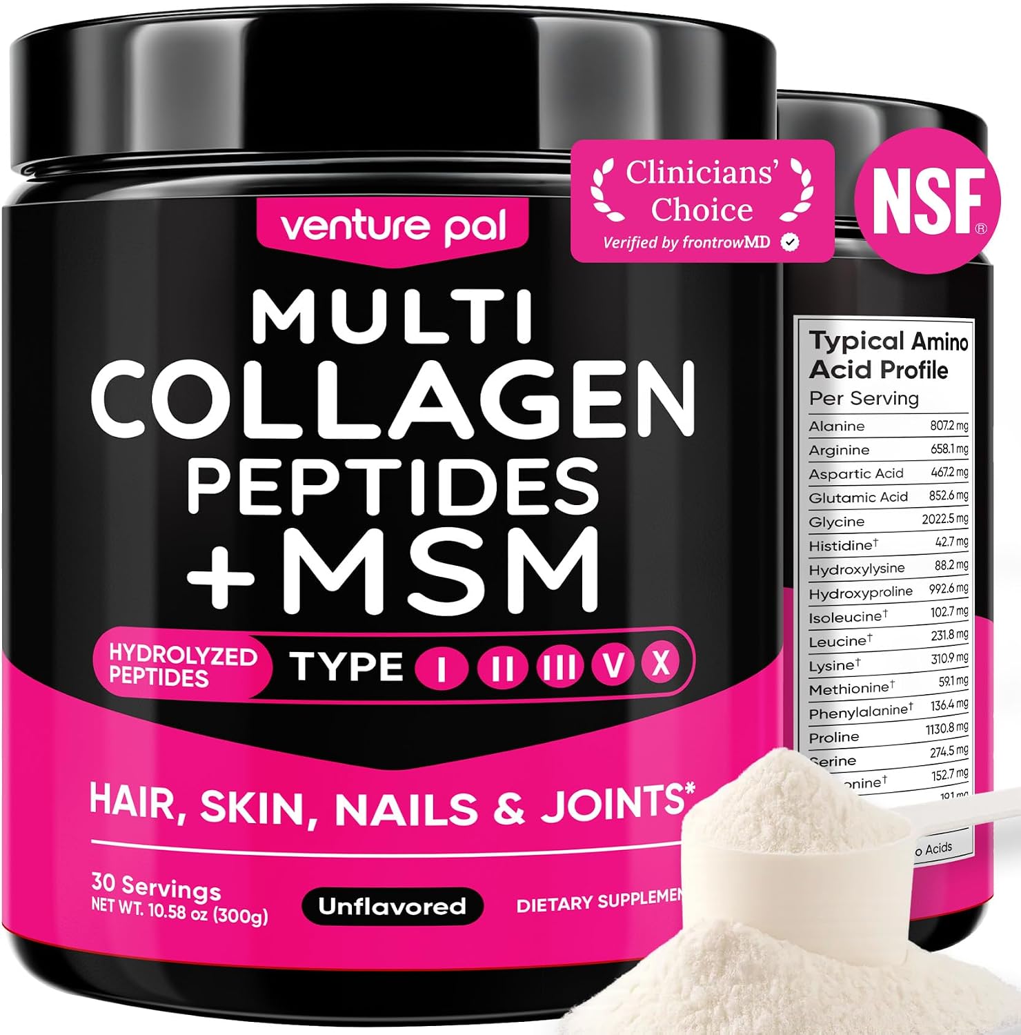 Multi Collagen Powder Type I II III V X, Hydrolyzed Collagen Peptides