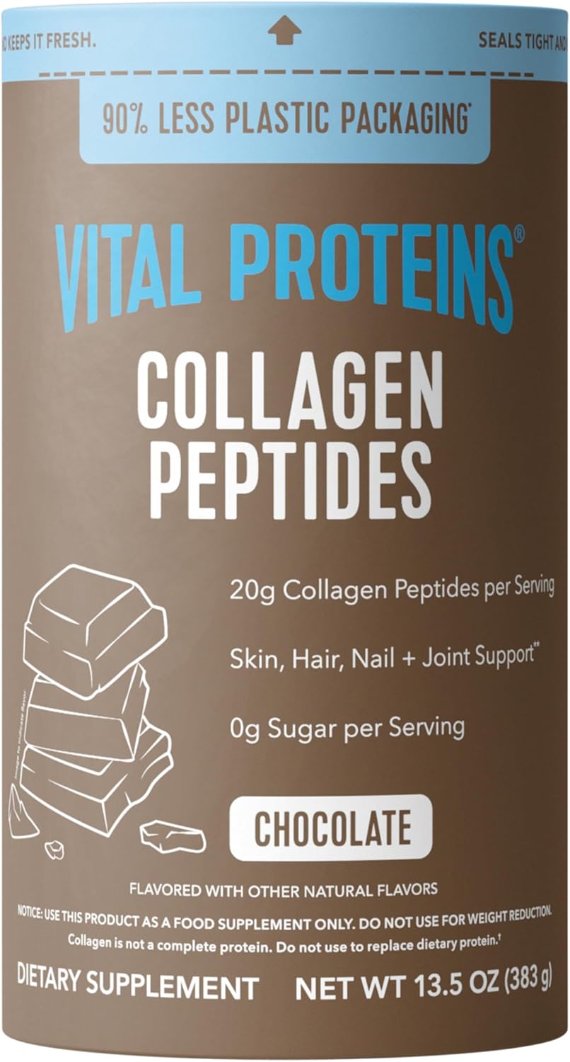 Vital Proteins Collagen Peptides Powder, Chocolate, 13.5oz | Grass-Fed Collagen Peptides, Supports Hair Skin & Nails, Bones & Joints, Chocolate Flavor, 14 Servings