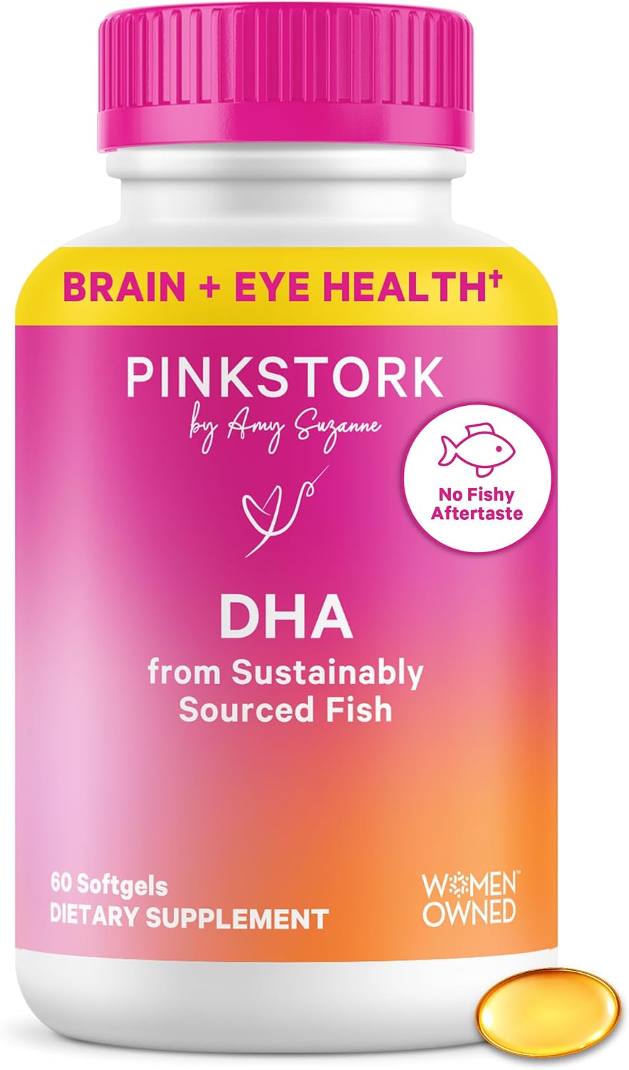 Pink Stork Omega-3 Fish Oil, 540mg DHA + EPA, 60 Softgels