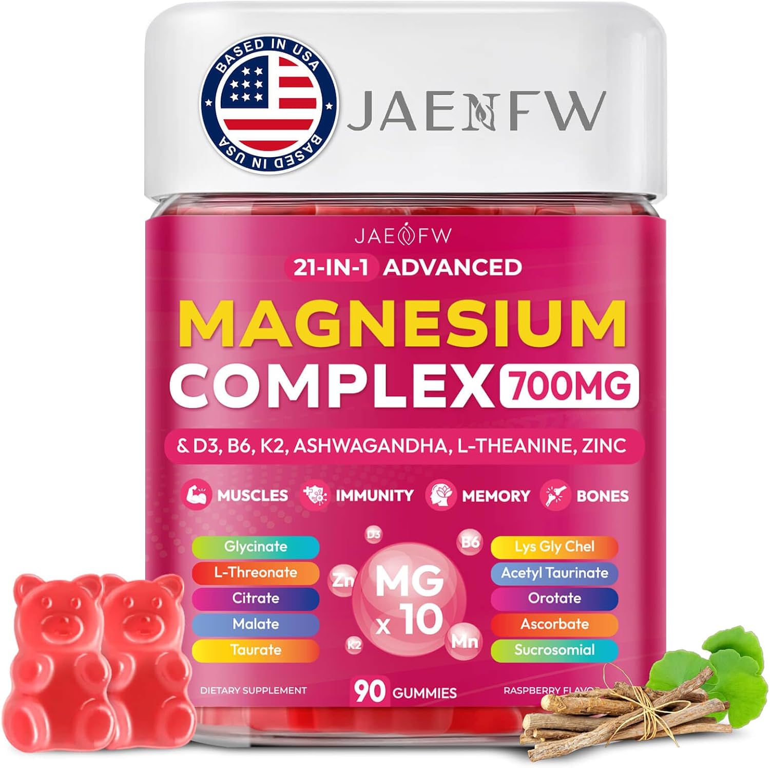 Magnesium Glycinate Gummies 700MG – 21-in-1 Advanced Magnesium Supplement | Ashwagandha, L-Theanine, Zinc, Vitamin – Sugar Free Magnesium Gummies for zzZ, Focus & Relaxation, for Women, Men & Kids