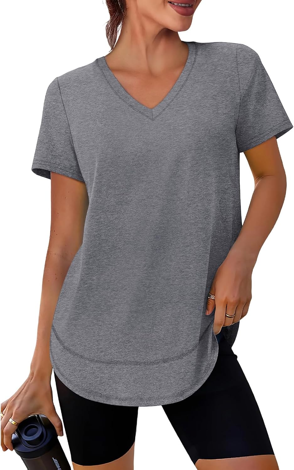XIEERDUO Womens Workout Tops Short Sleeve Shirts Sun Protection UPF 50+ Quick Dry Outfits for Hiking Running V Neck S-3XL