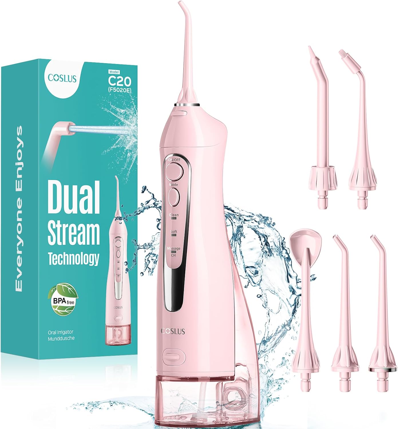 COSLUS ADA Accepted C20 Water Dental Flosser Teeth Pick, 300ML Larger Tank