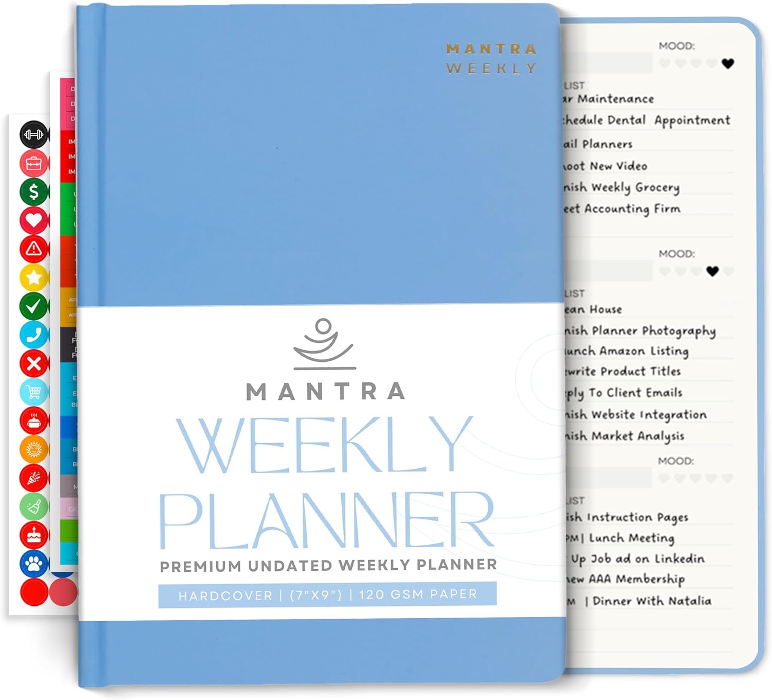 2026 Planner, Daily Journal & Gratitude Journal All-In-One with To Do List, Self Care Prompts & Habit Tracker – 7 x 10 – Blue