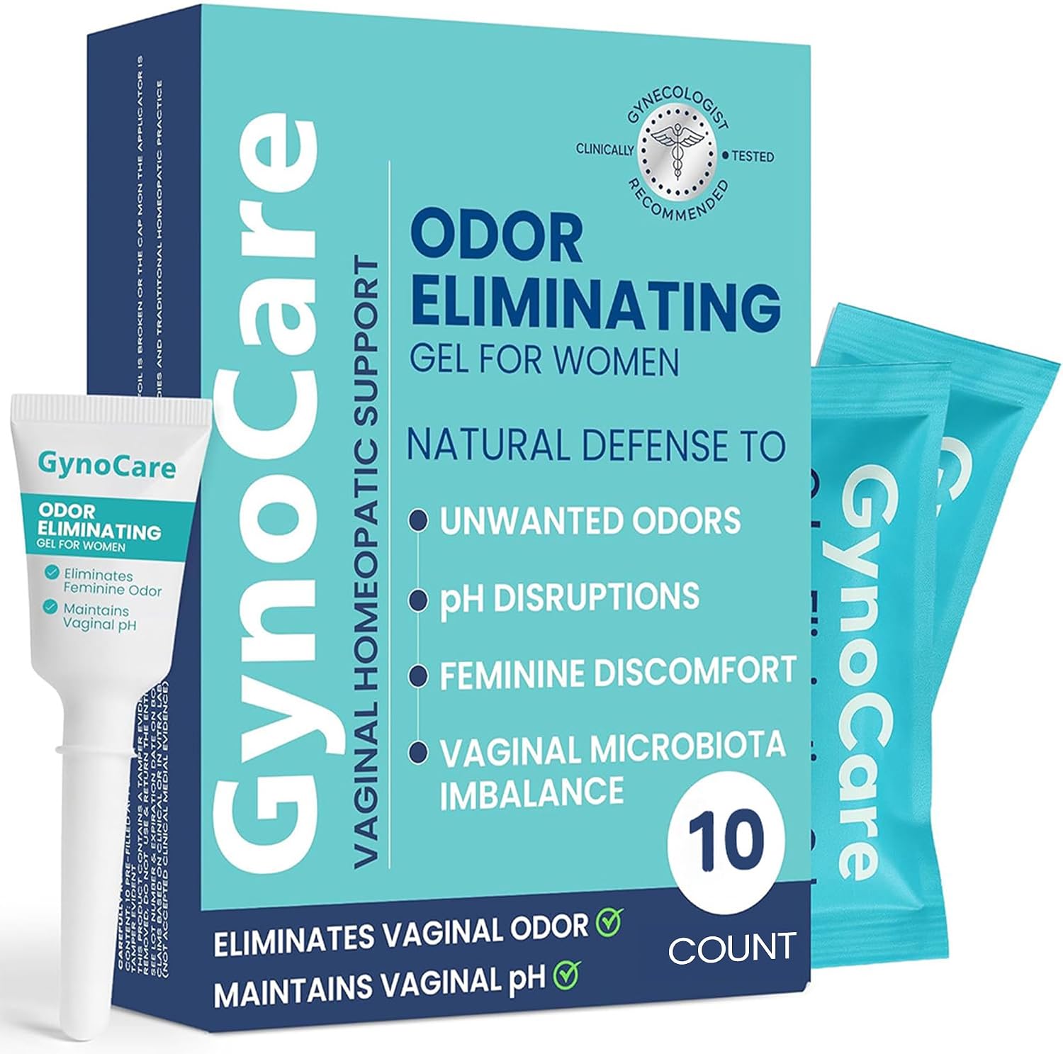 pH Balance for Women Vaginal Odor Eliminating Gel Feminine Care, 10 Count