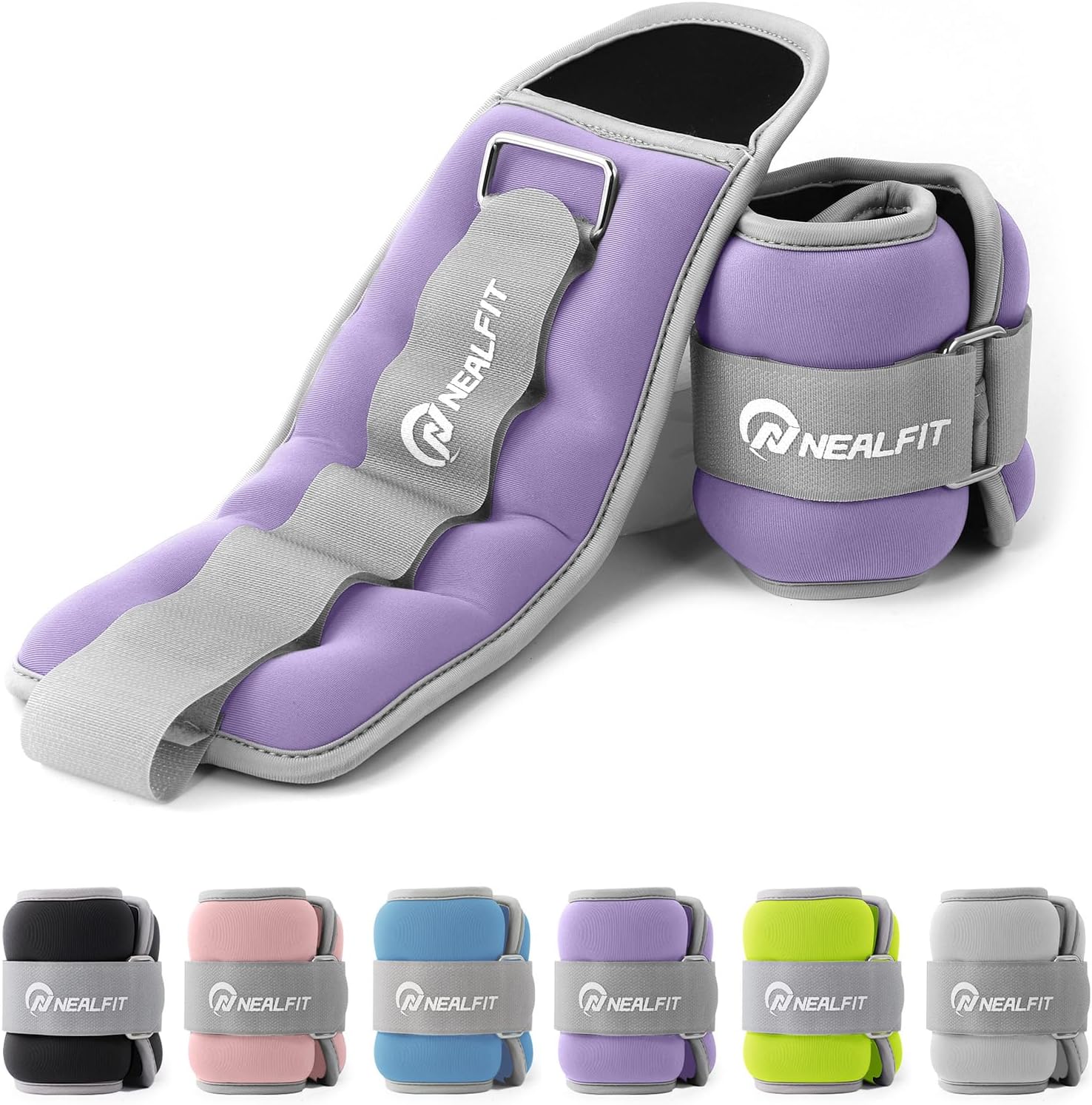 NEALFIT Ankle Weights 1/2/3/4/6/10 LBS for Men Women Kids, Leg Arm Wrist Weights with Adjustable Strap for Running, Aerobics, Strength Training, Physical Therapy, Fitness