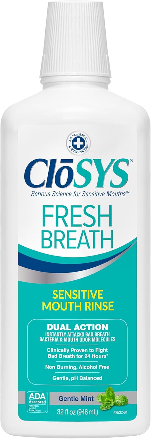 CloSYS Mouthwash, 32 Ounce, Fresh Breath Mouthwash, Gentle Mint