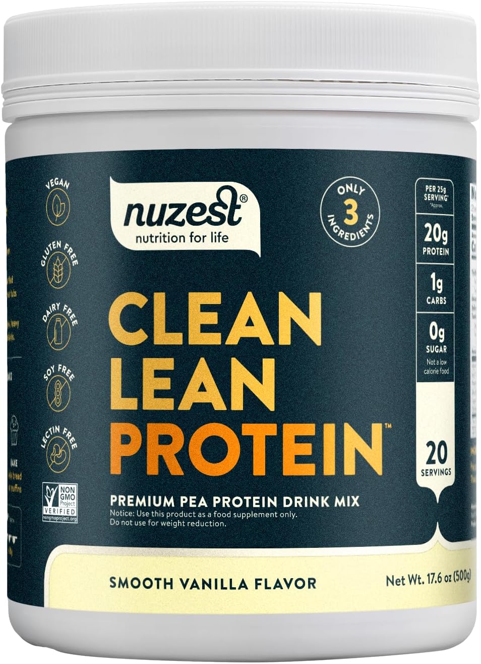Nuzest Clean Lean Protein – Vegan Pea Protein Powder Smooth Vanilla 1.1 lb
