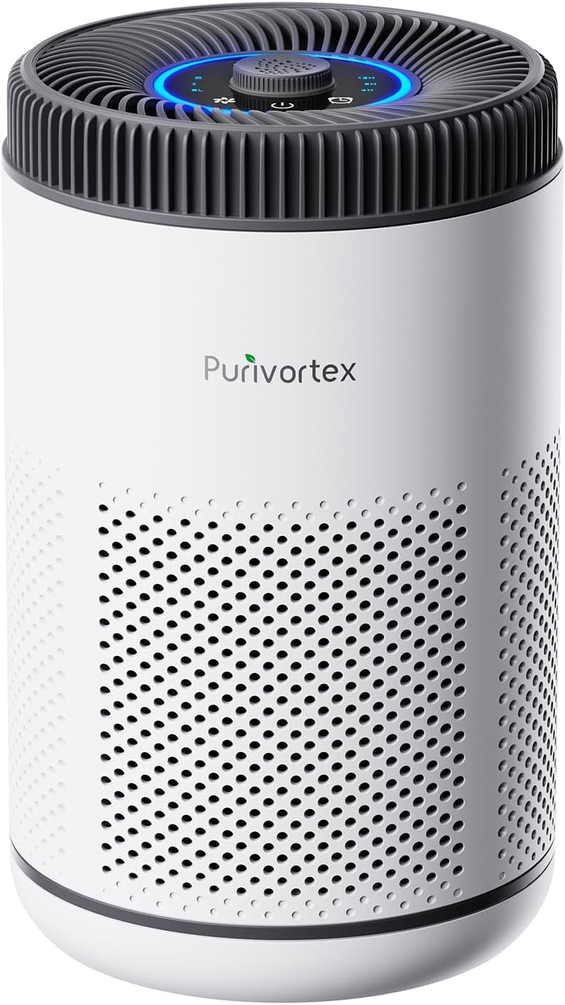 Purivortex HEPA Air Purifier for Bedroom, AC300 Pro White | Quiet Portable Air Cleaner for Smoke, Dust, Pollen, Pet Dander, Odor and Hair, Sleep Mode, Covers Rooms up to 540 Sq Ft.
