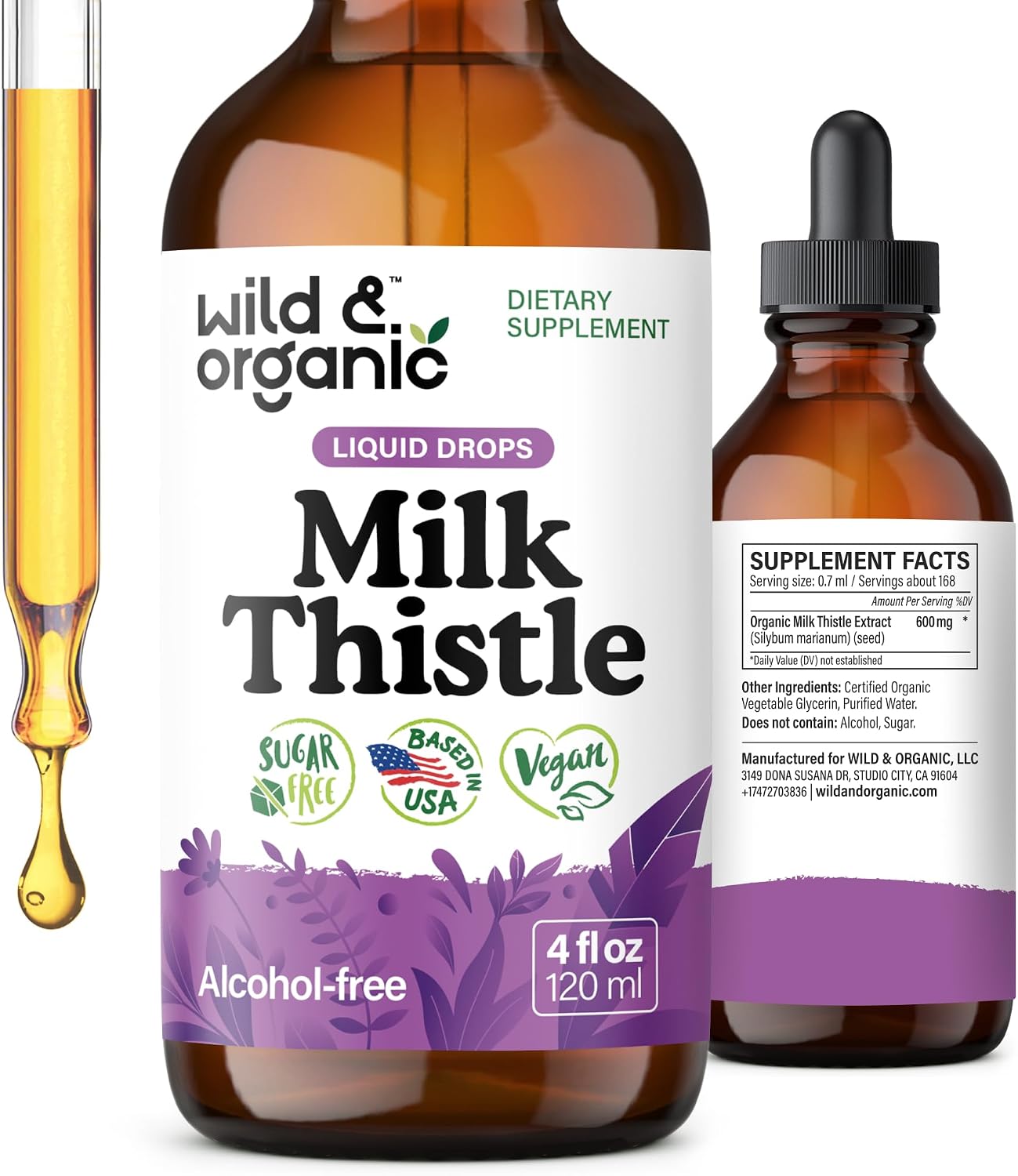 Wild & Organic Milk Thistle Liquid Drops – Liver Cleanse Support – 4 oz