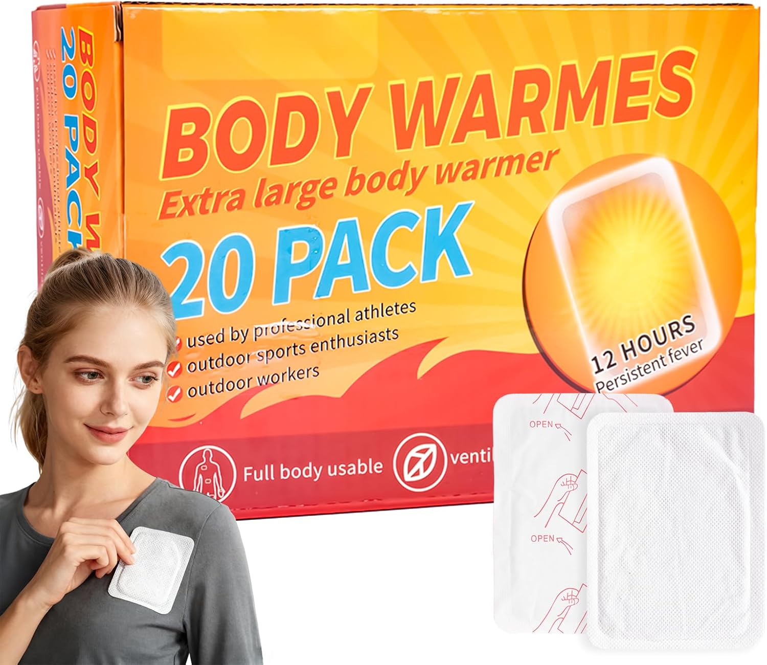 Menstrual Heating Patches for Period Cramps Relief – 20 Count Extra Value Pack Adhesive Heat Patches, Natural Portable Heat Therapy for Backache & Abdominal Pain, Discreet & Skin-Friendly