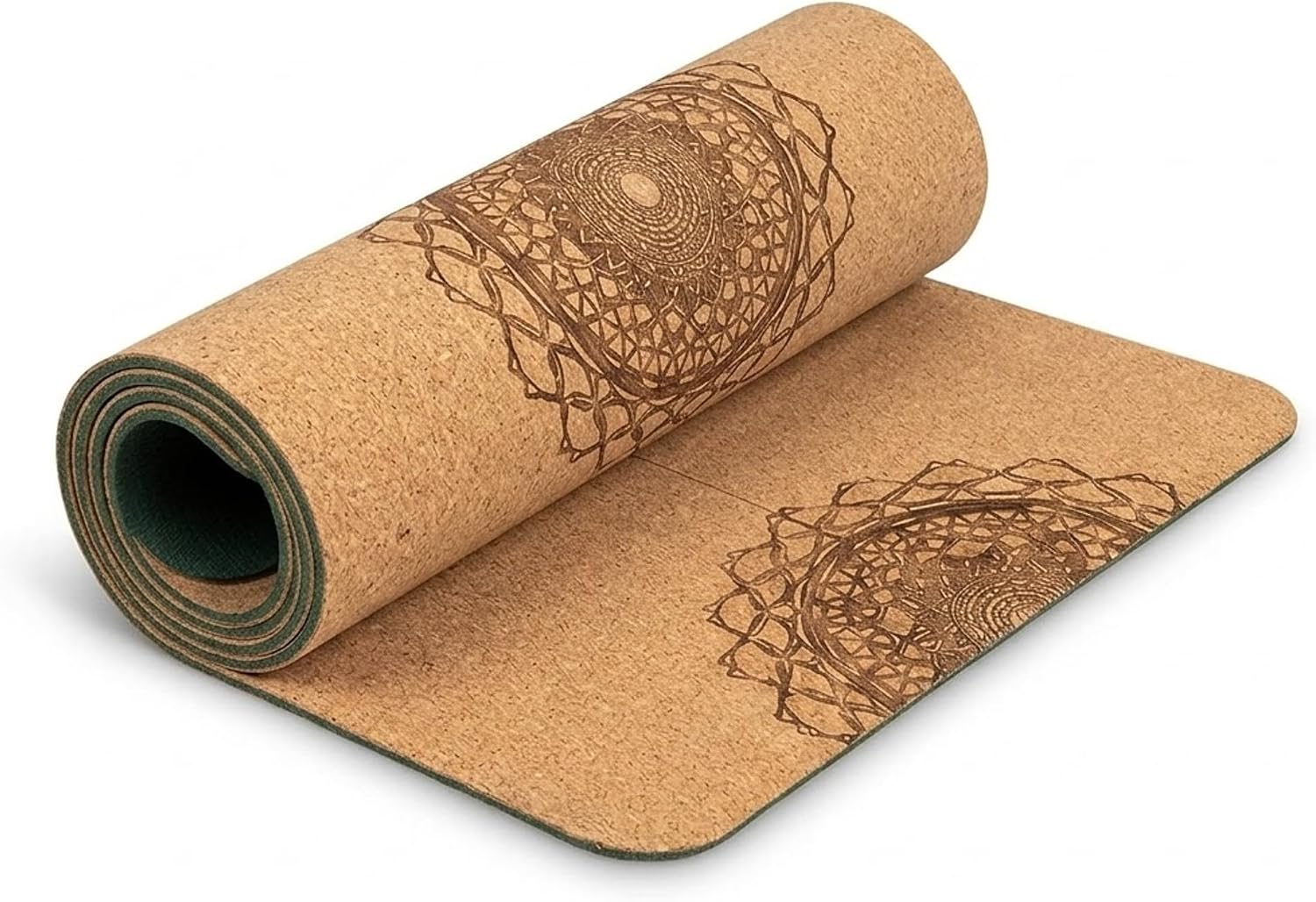 Workout Mat with Carrying Strap – 6mm Thick Cork Yoga Mat (72” x 24”) – Non-Slip Cork Mat for Home, Gym, Fitness & Hot Yoga – Lightweight, Cushioned, Durable & Sweat-Resistant by Fitby