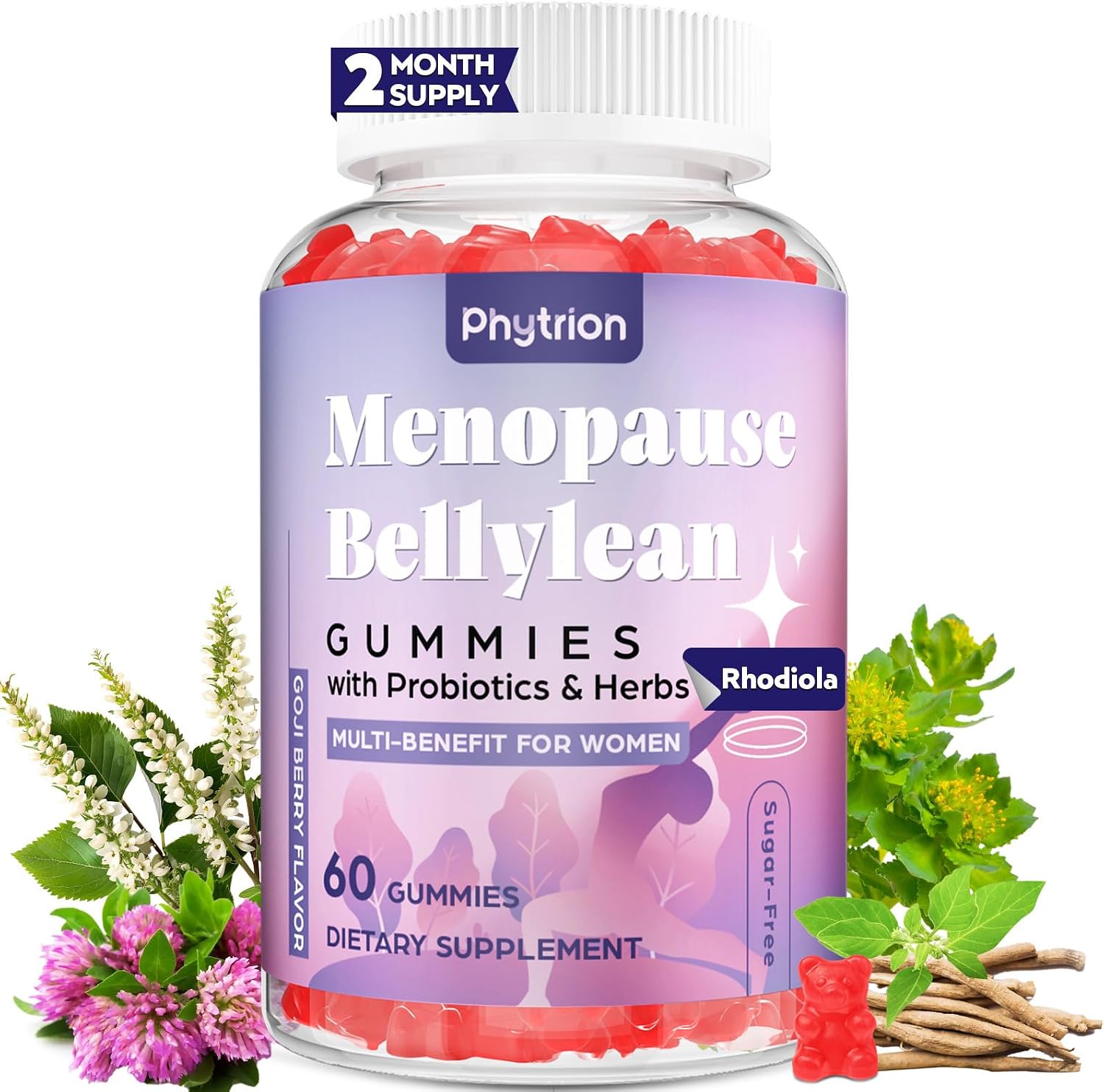 Menopause Supplements for Women, 60 Servings & 0 Sugar Menopause Gummies | Menopause Relief with Black Cohosh, Ashwagandha & Probiotics – Menopause Belly, Hormone Balance, Night Sweats & Mood Swings