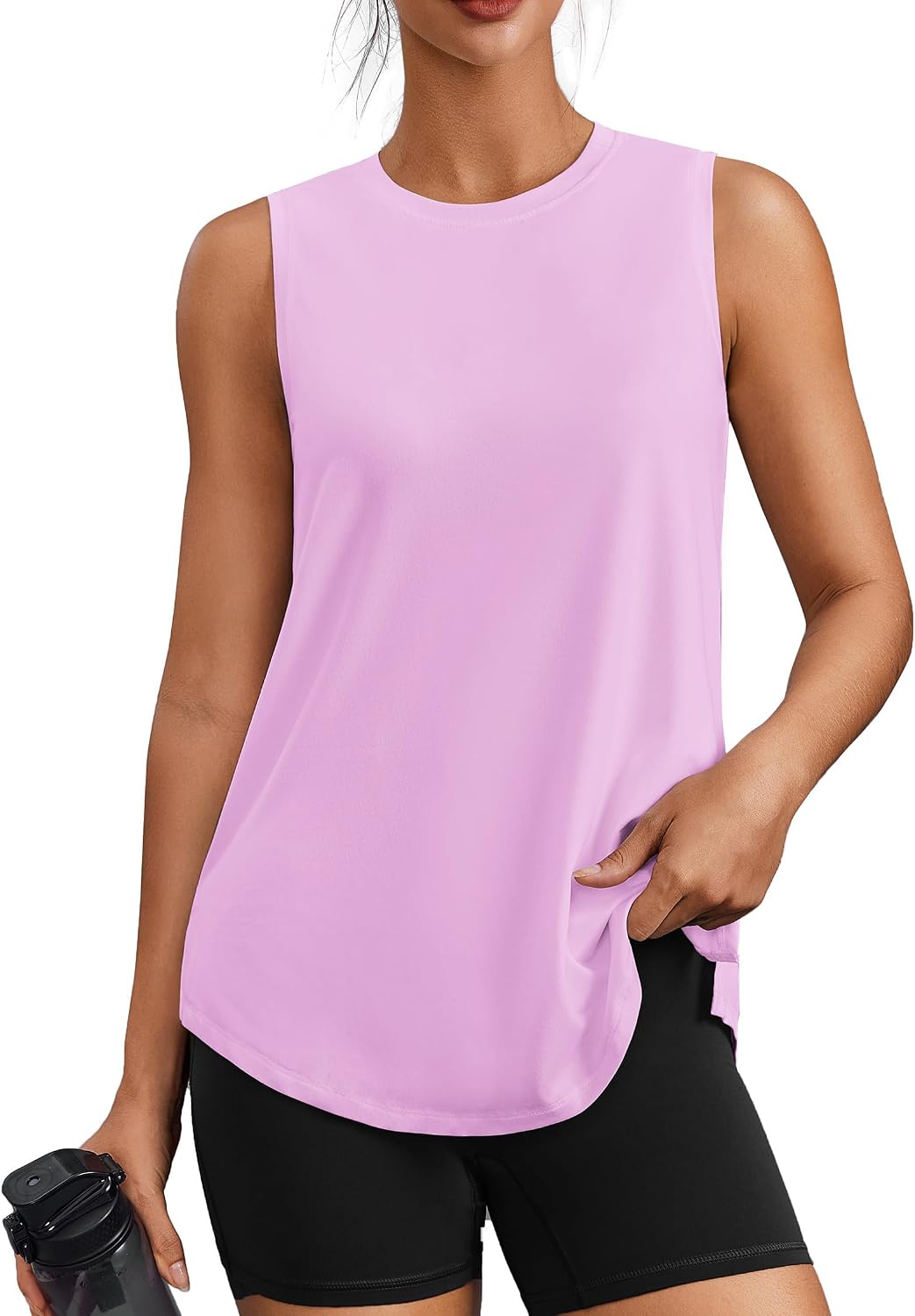 PINSPARK Workout Tank Tops for Women UPF 50+ Side Slits Athletic Gym Shirt
