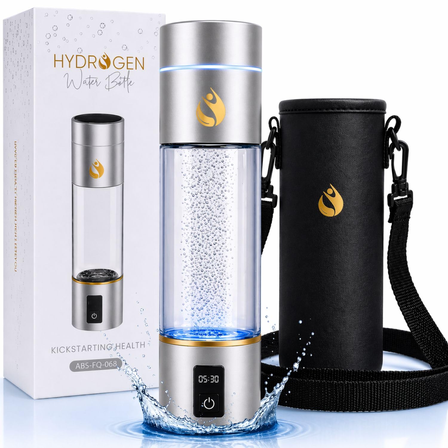 Hydrogen Water Bottle Generator, Up to 6500 PPB Molecular Hydrogen, Independently Lab Tested, SPE/PEM Technology, 12-Hour Retention, 9.5 oz Portable Bottle for Home, Gym, Travel & Office