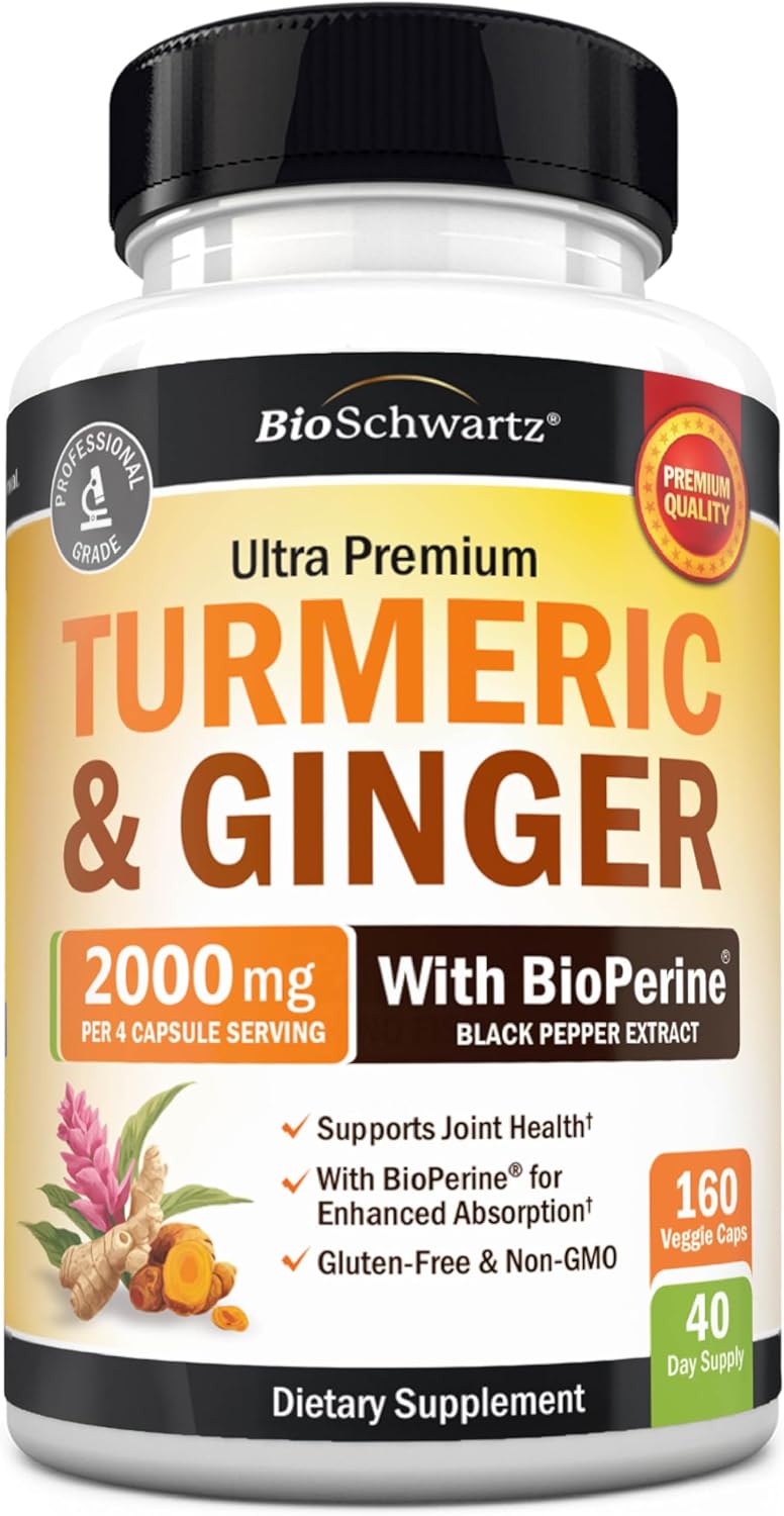 Turmeric and Ginger Supplement with BioPerine, 160 Capsules