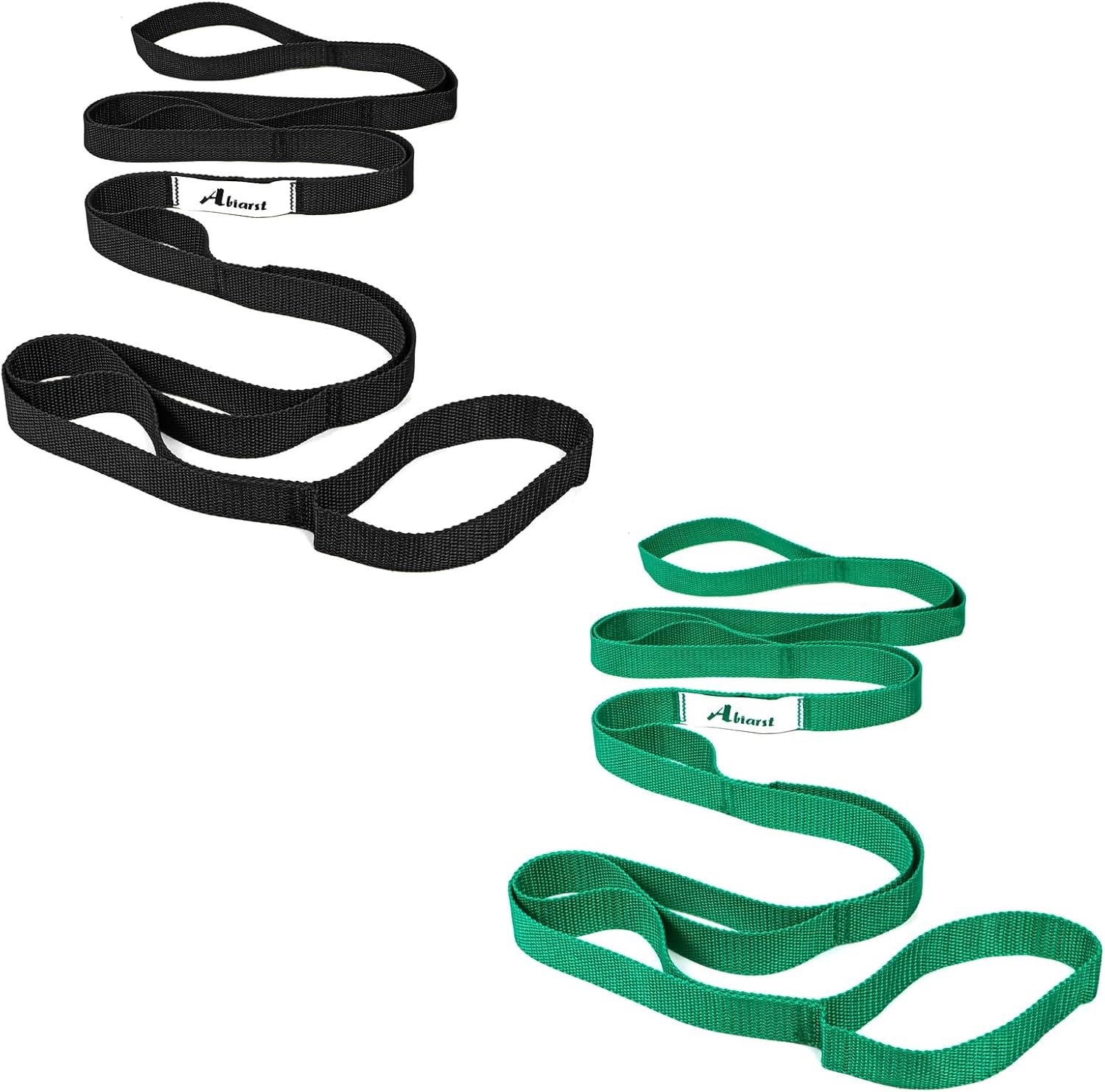 Abiarst Stretching Strap Yoga Straps for Physical Therapy, 10 Loops Non-Elastic Stretch Band for Pilates, Flexibility, Exercise and Gymnastics