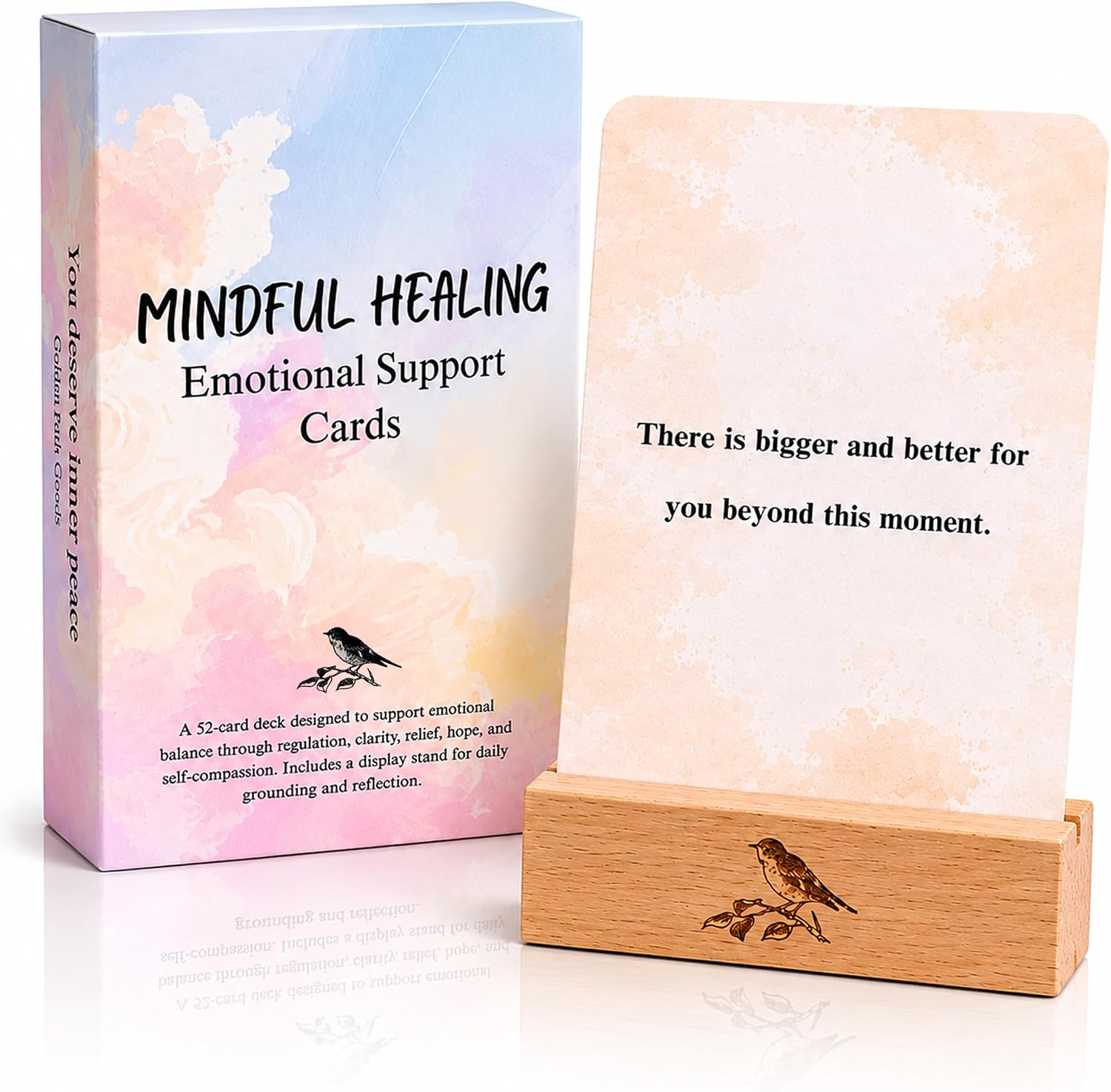 Affirmation Cards for Women | 52 Daily Self-Care & Positive Affirmation Cards with Wooden Stand | Build Confidence, Practice Self-Love & Create a Mindful Daily Routine | Gift for Women