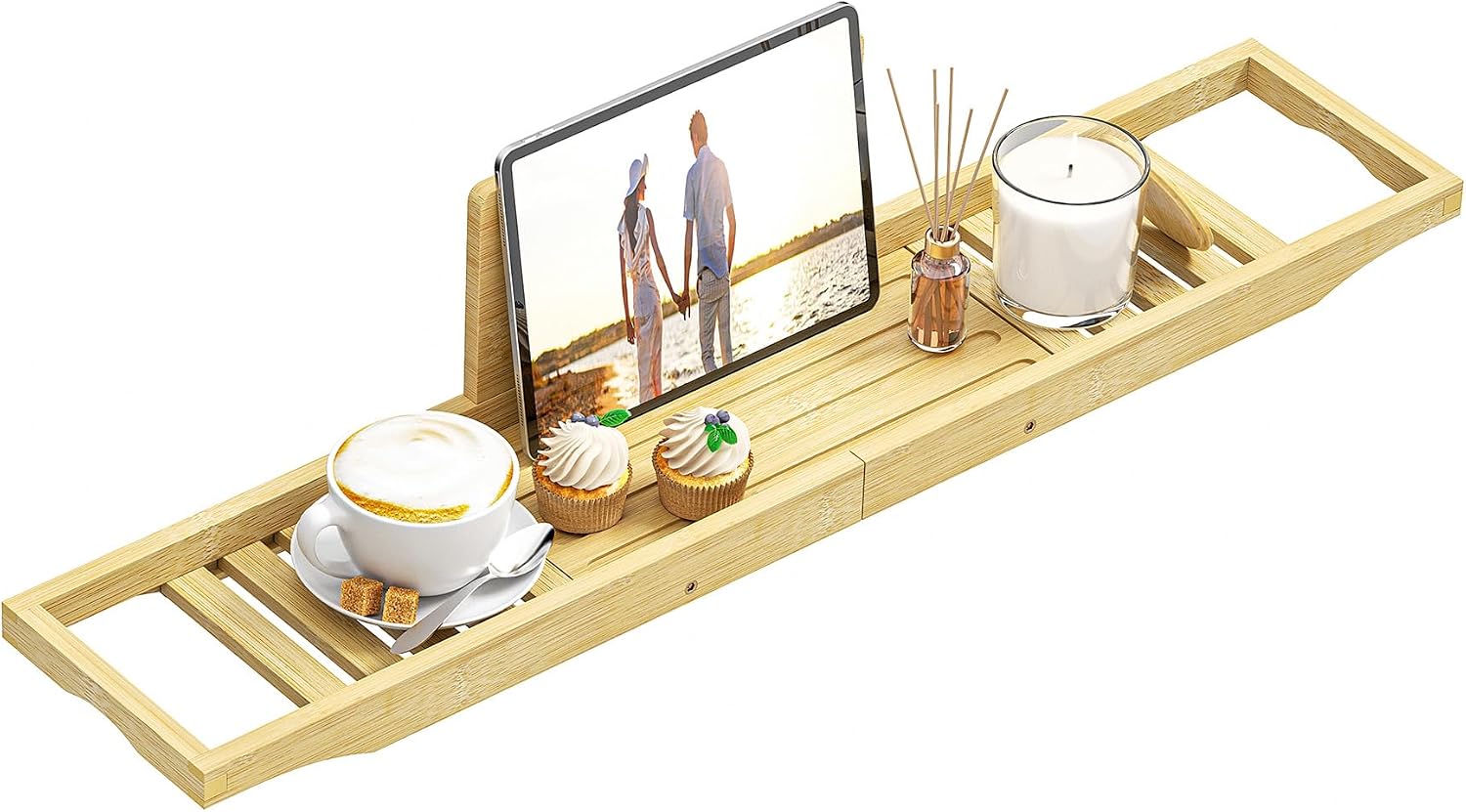 Bathtub Tray Caddy – Bath Tray – Bath Tub Table Tray Caddy – Bamboo Bath Tray for Tub