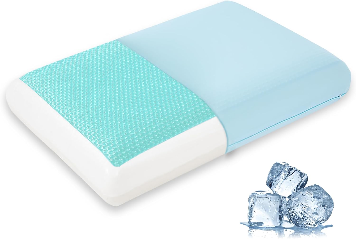 Cooling Gel Memory Foam Pillow for Hot & Side Sleepers, Neck Support, Blue