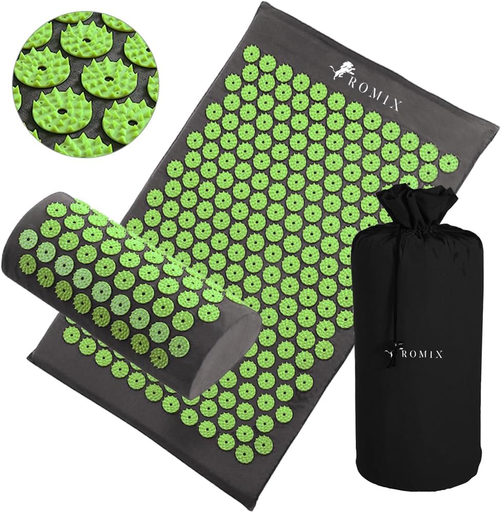 ROMIX Acupressure Mat And Pillow Set, Back Neck And Shoulder Pain Relief