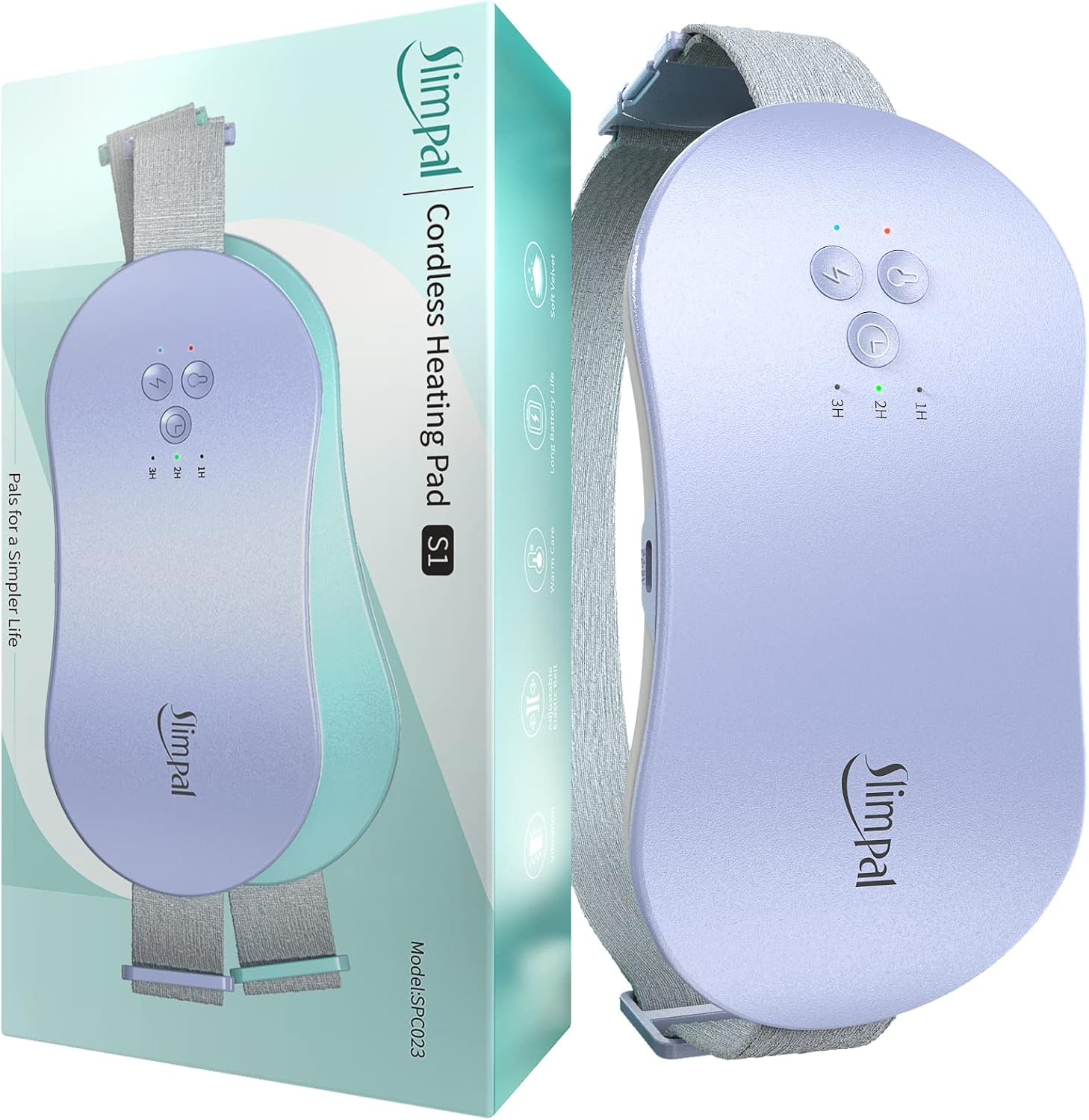 Slimpal Portable Heating Pad for Period Cramps, Electric Cordless Wearable Heat Pad Belt for Menstrual Cramps Relief, 3 Timer Auto Off Setting, Gifts Her Women Girl, Purple
