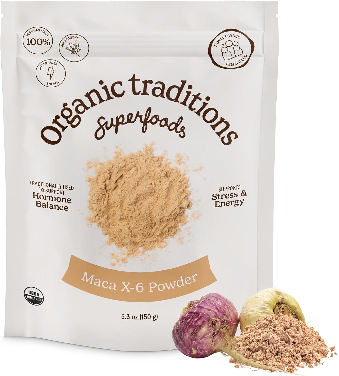 Organic Traditions Maca X 6 Root Powder, Concentrated Blend, 5.3oz | Black, Red, and Yellow Maca Blend, Traditionally Used in Peru for Vitality, Vegan Non GMO Superfood for Daily Energy Support