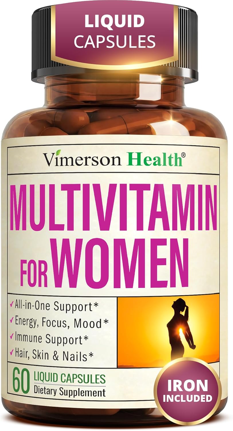 Vimerson Health Multivitamin for Women: Vitamins, Minerals and Bioavailable D3 for Focus and Energy Support – Daily Womens Multivitamins and Multiminerals – 60 Liquid Capsules