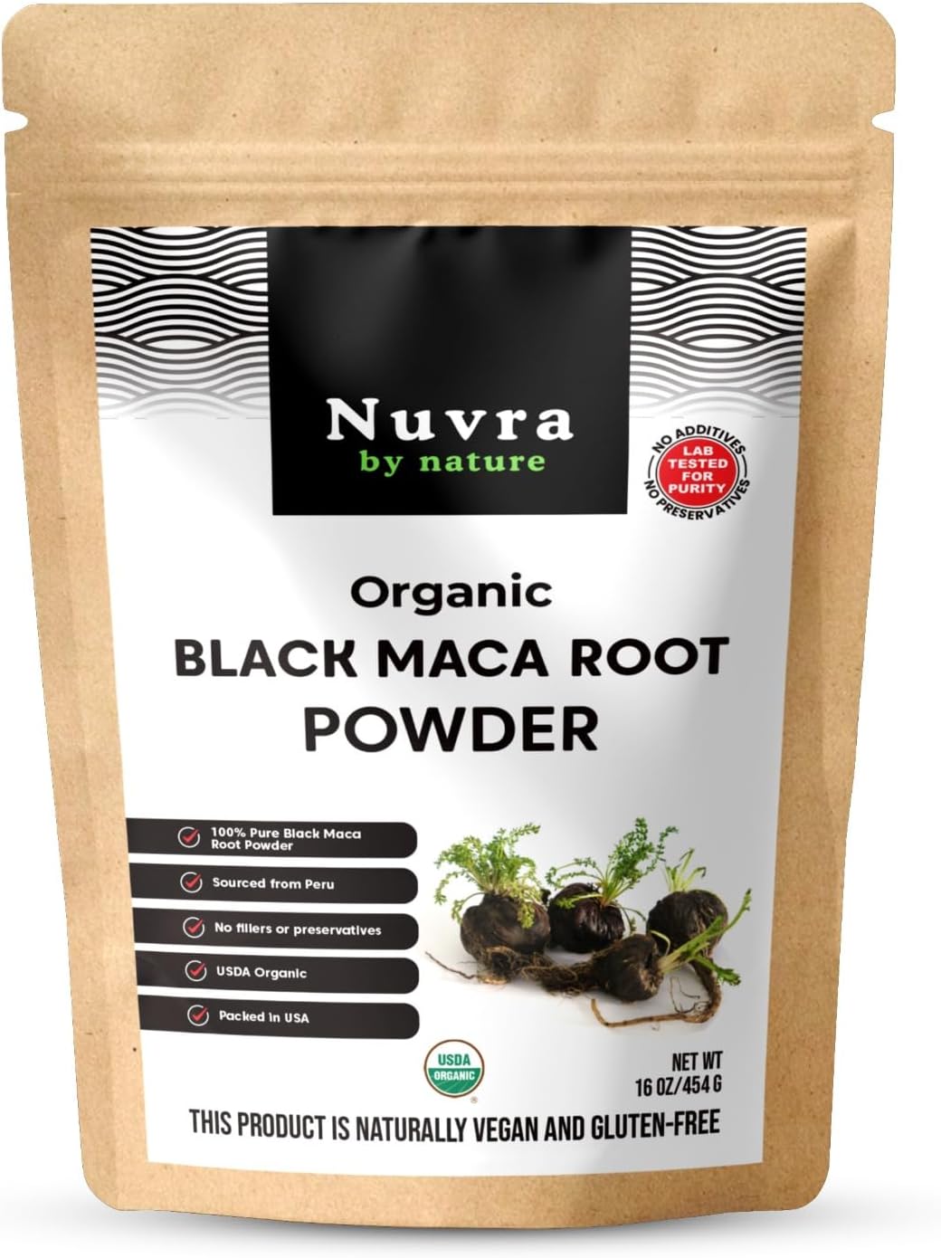 Organic Black Maca Root Powder – 16oz Peruvian Black Maca for Strength and Performance Support – Vegan, Gluten-Free, No Fillers Pure Black Maca Powder for Smoothies, Lattes, and Baking