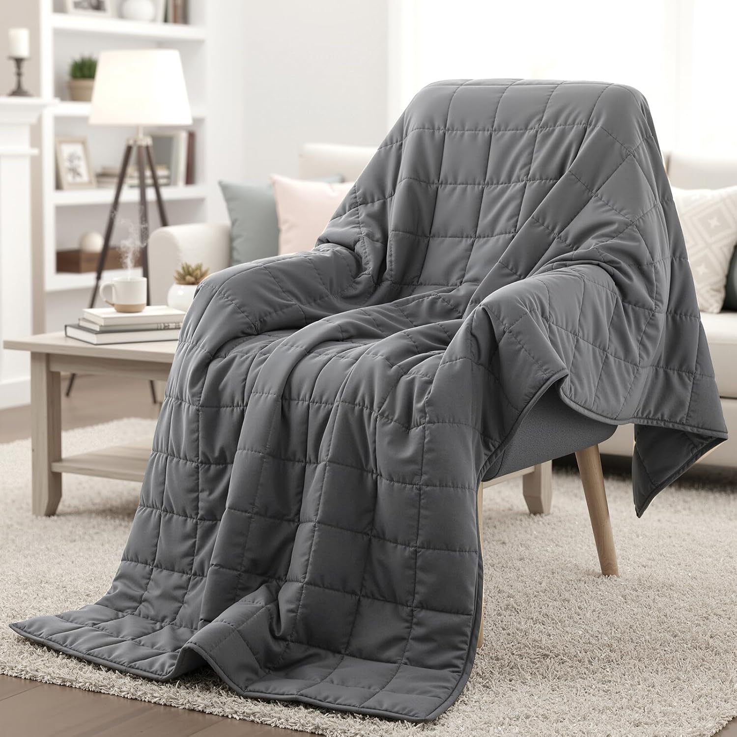 Weighted Blanket 15 lb, 48″ x 72″ Twin Size Cooling Cotton Machine Washable