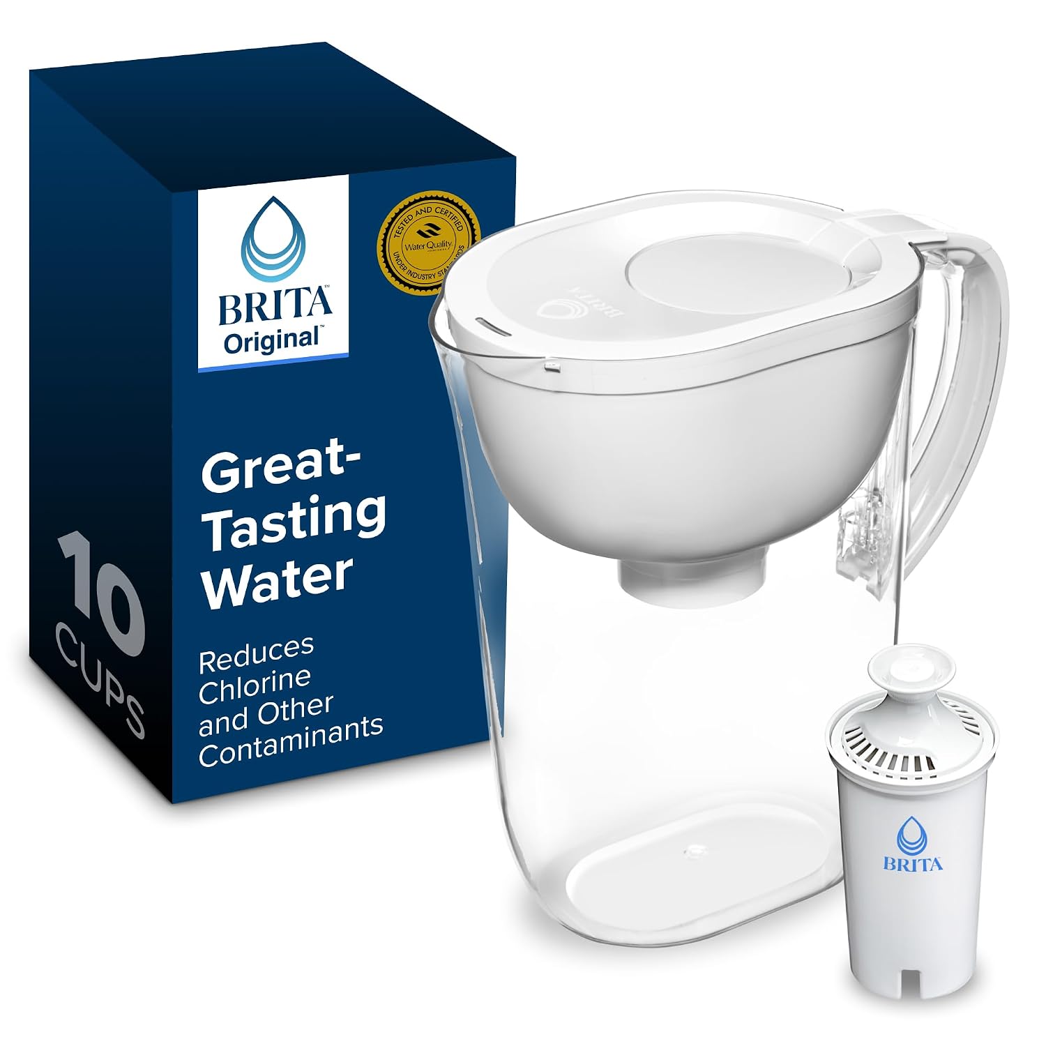 Brita Tahoe Water Filter Pitcher, BPA-Free Water Pitcher, Replaces 1,800 Plastic Water Bottles a Year, Lasts Two Months or 40 Gallons, Includes 1 Filter, Kitchen Accessories, Large – 10-Cup Capacity
