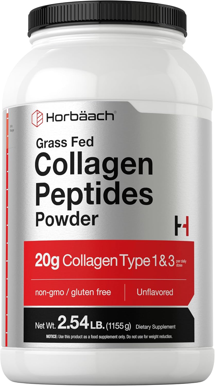 Horbaach Collagen Peptides Powder 40 oz | Unflavored | for Men & Women | Grassfed | Type I & III | Non-GMO, Gluten Free Supplement